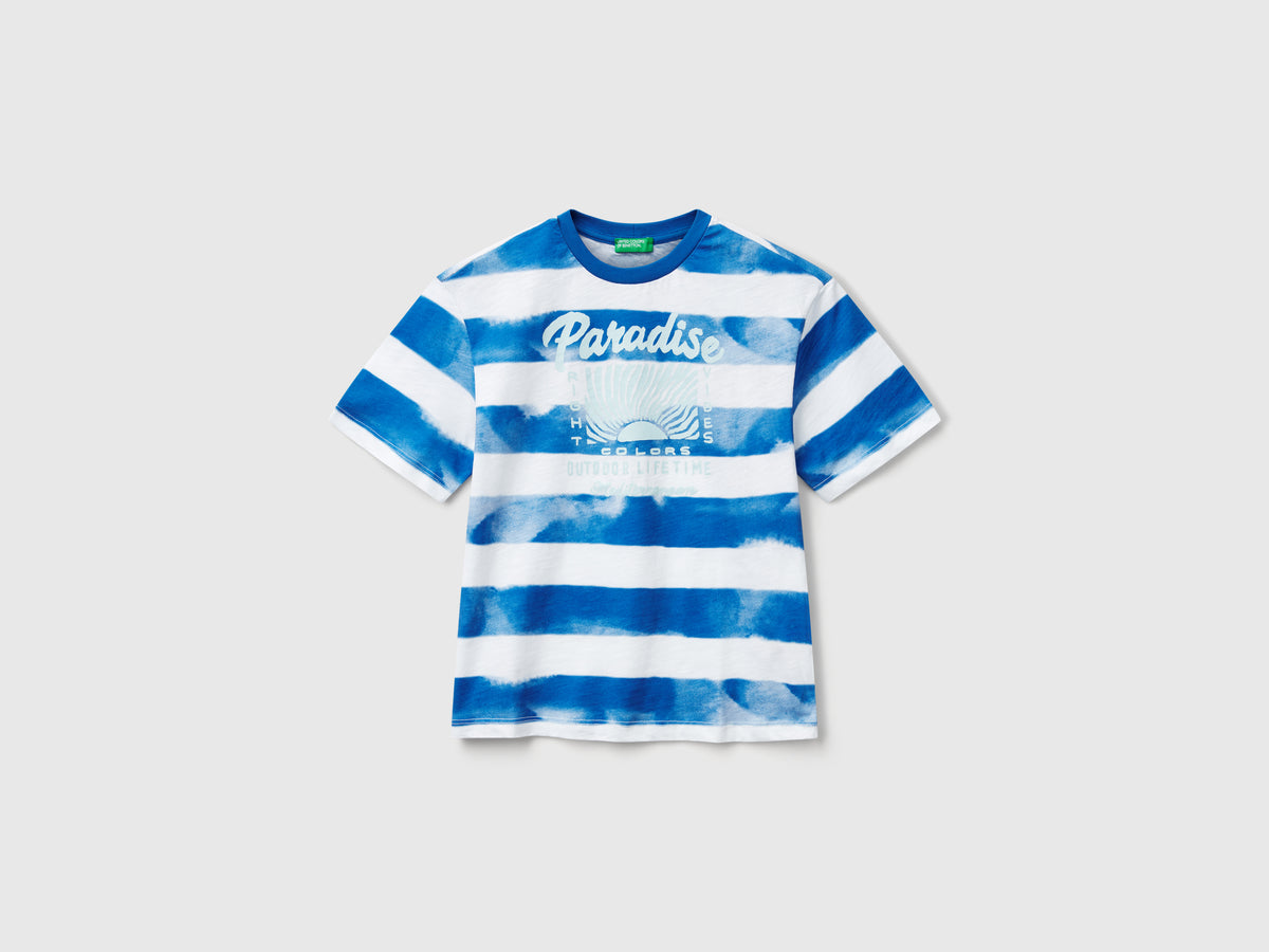 T-shirt a righe con stampa davanti e dietro
