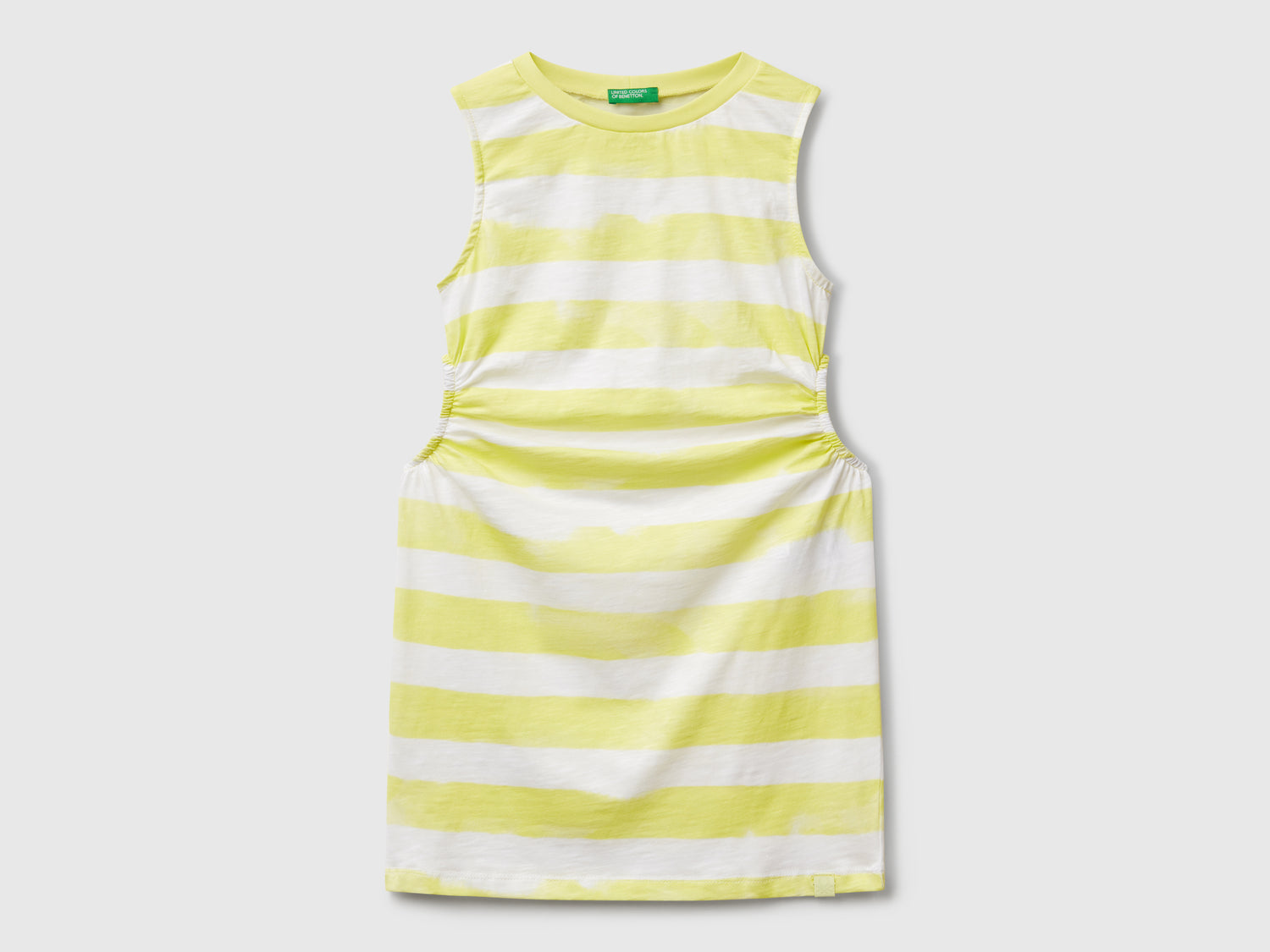 Vestito a righe con oblò da bambina giallo | Benetton Outlet