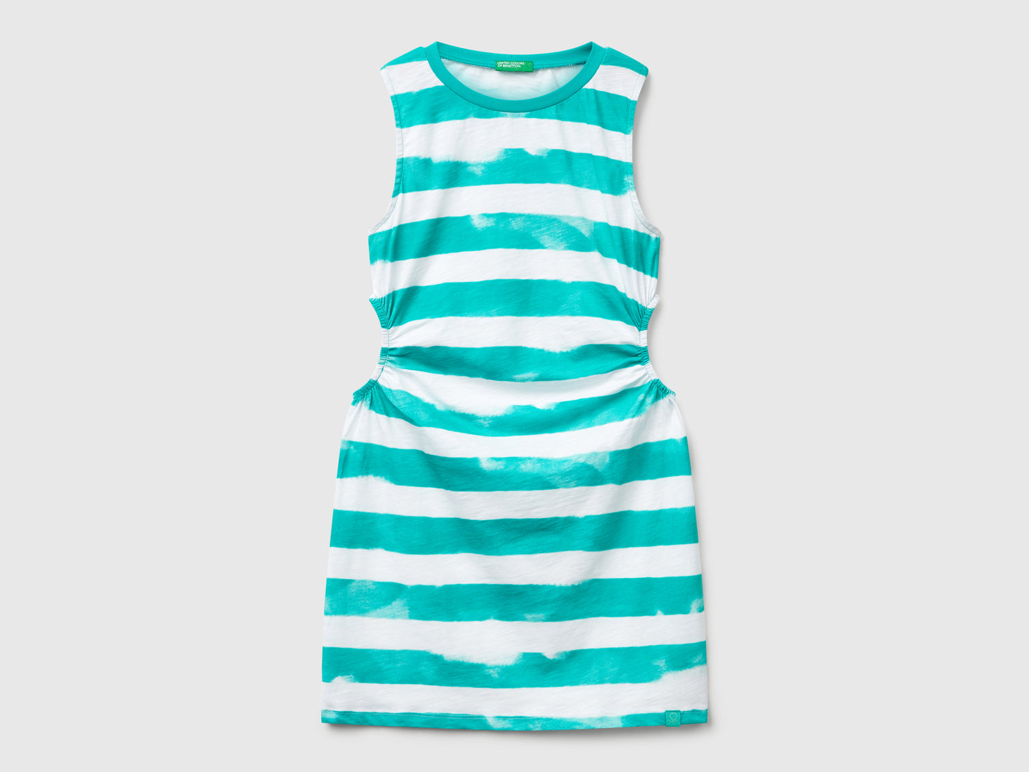 Vestito a righe con oblò da bambina verde | Benetton Outlet