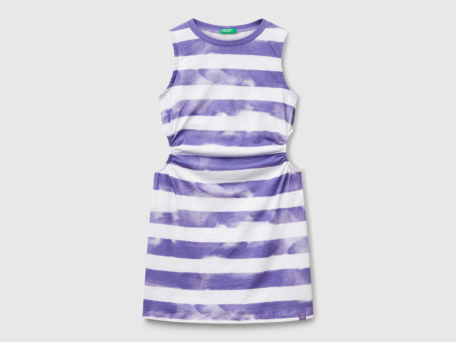 Vestito a righe con oblò da bambina viola | Benetton Outlet