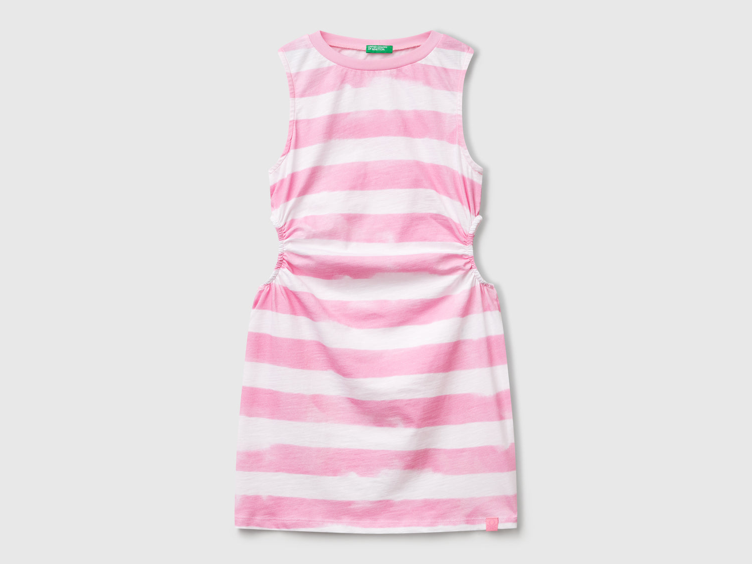 Vestito a righe con oblò da bambina rosa | Benetton Outlet
