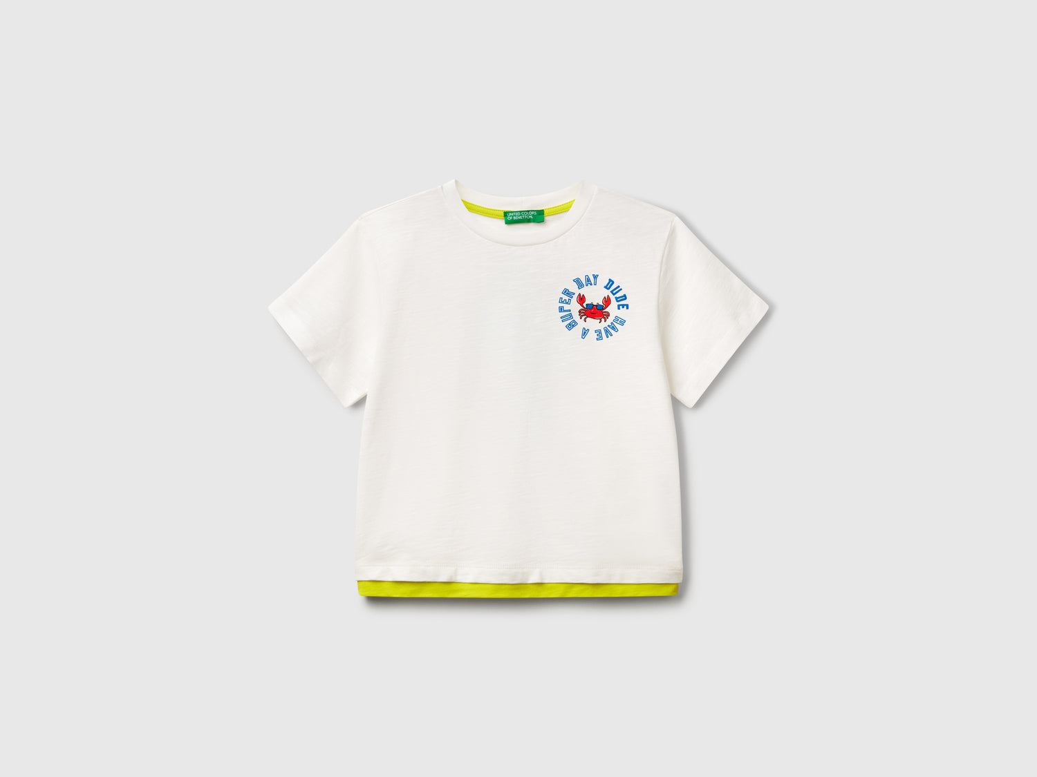 T-shirt over fit in cotone leggero da bimbo bianco | Benetton Outlet