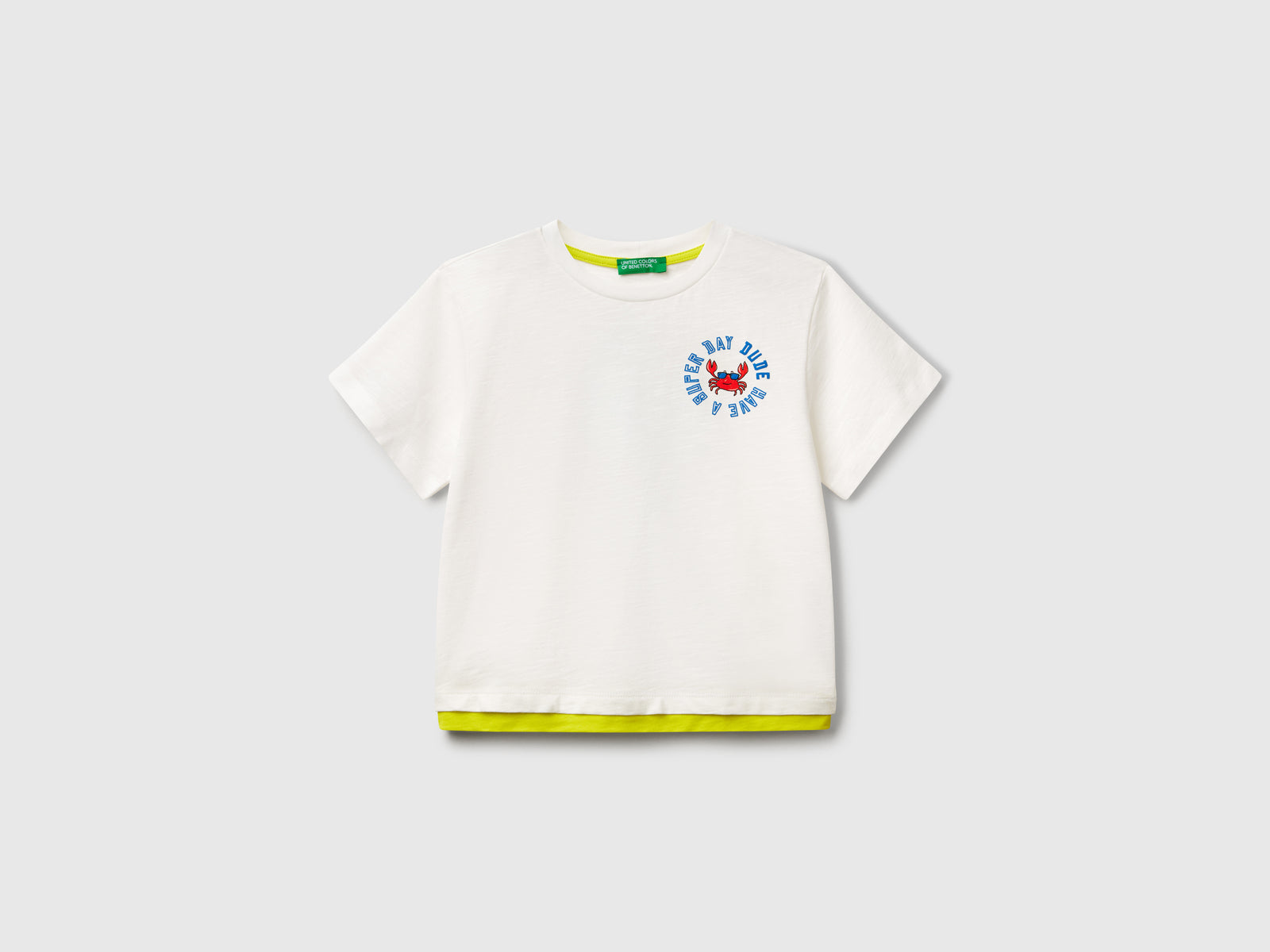 T-shirt over fit in cotone leggero da bimbo bianco | Benetton Outlet