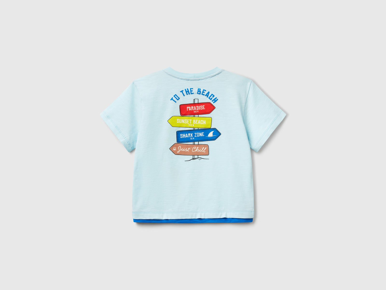 T-shirt over fit in cotone leggero da bimbo azzurro 2 | Benetton Outlet