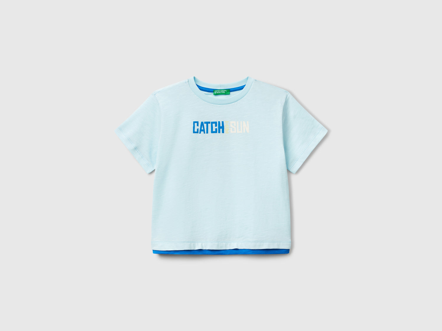 T-shirt over fit in cotone leggero da bimbo azzurro | Benetton Outlet