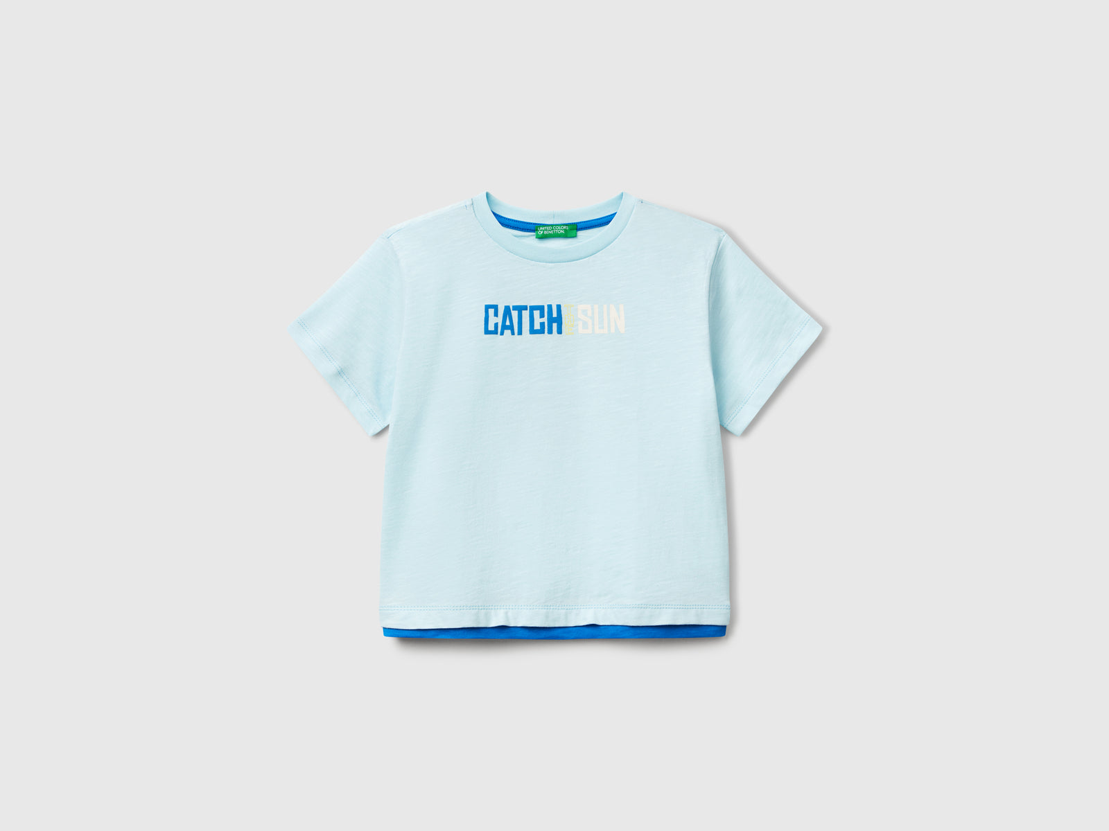 T-shirt over fit in cotone leggero da bimbo azzurro | Benetton Outlet