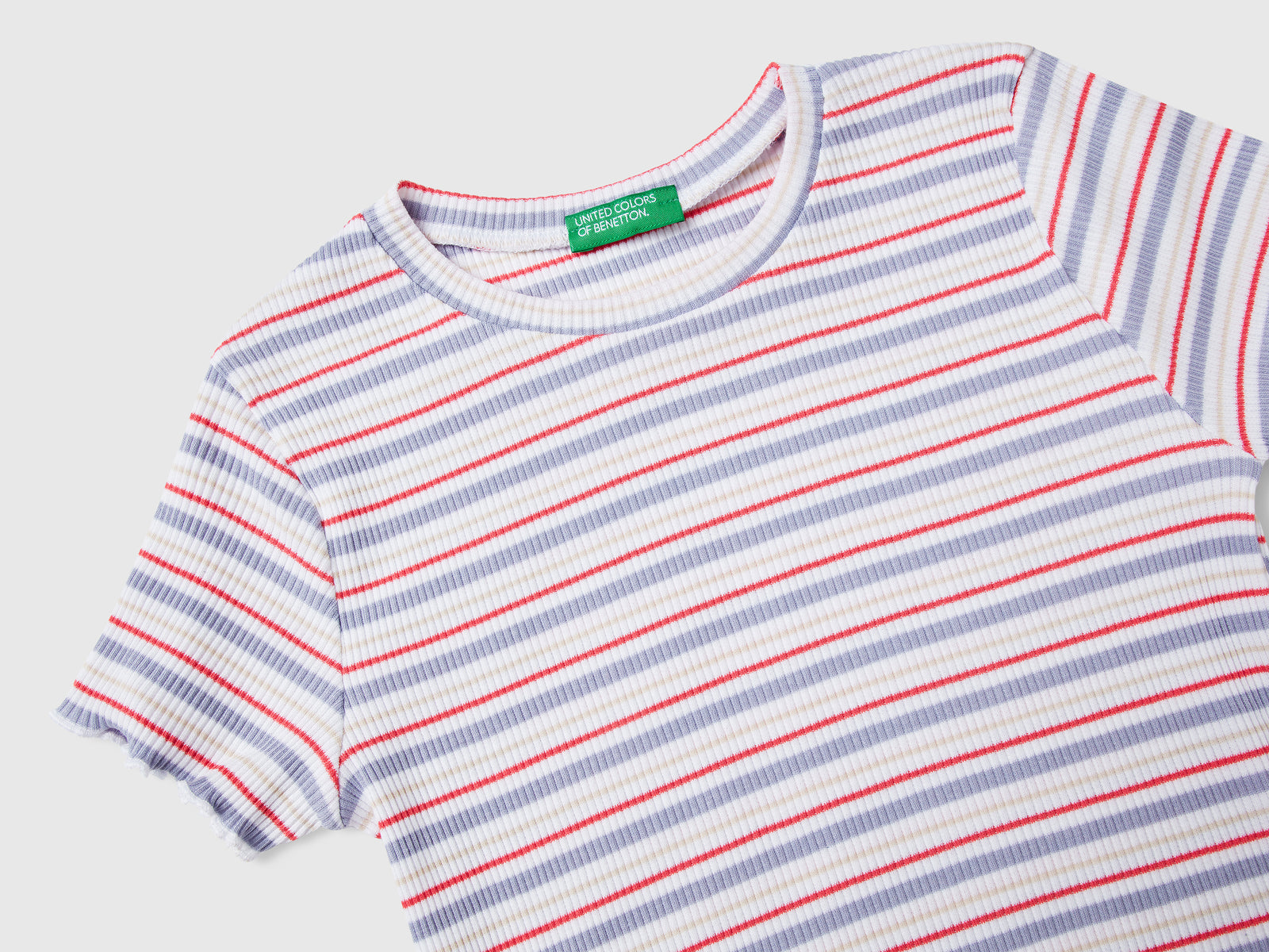 Maglietta a righe in cotone stretch da bambina multi-color 3 | Benetton Outlet