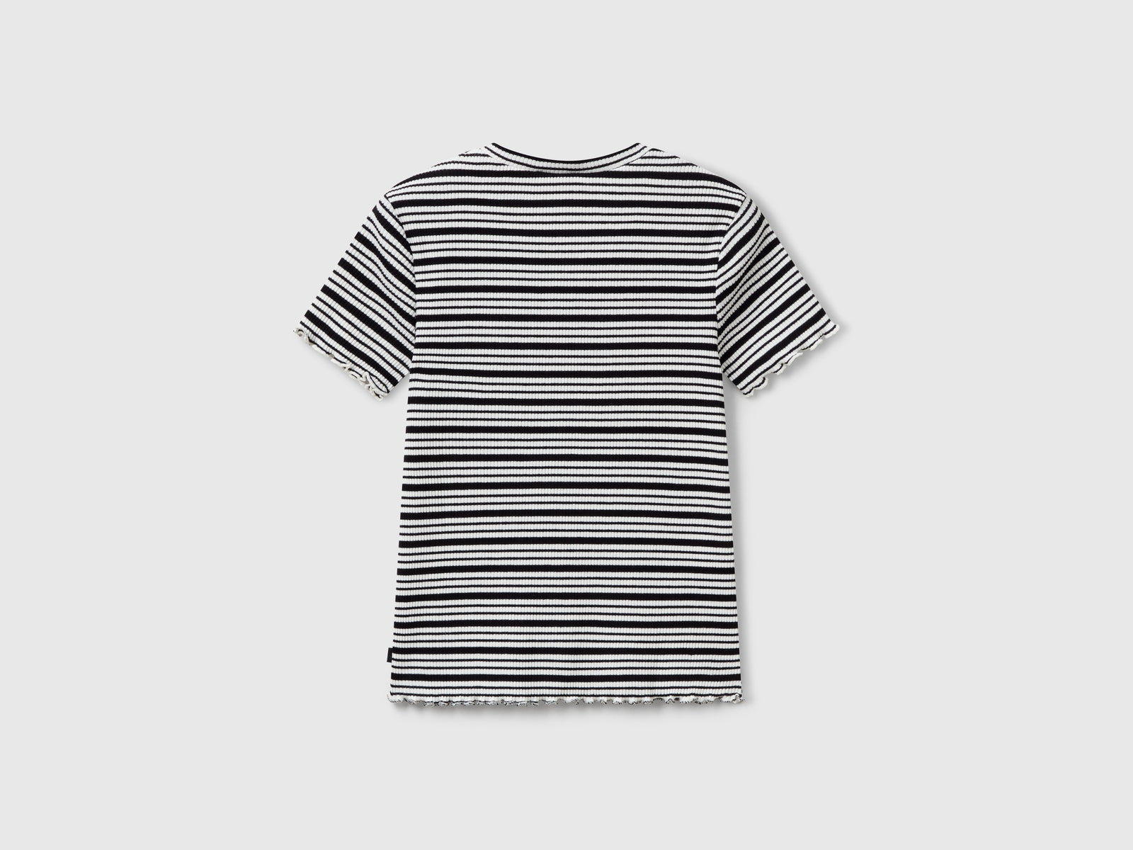 Maglietta a righe in cotone stretch da bambina nero 2 | Benetton Outlet