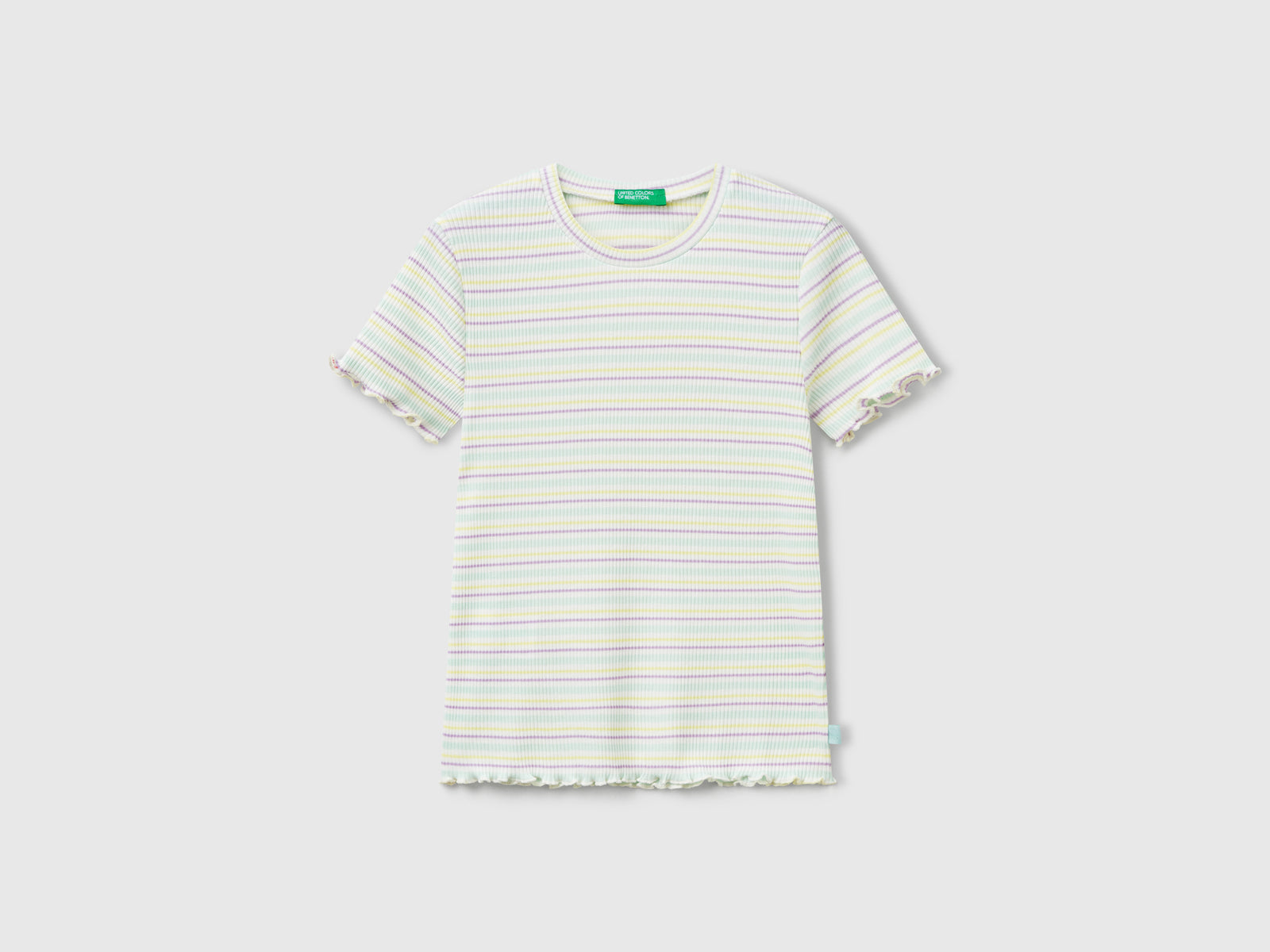 Maglietta a righe in cotone stretch da bambina multi-color | Benetton Outlet