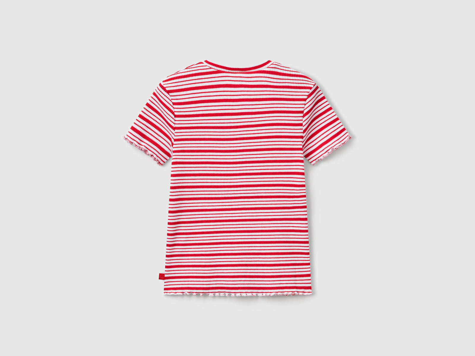 Maglietta a righe in cotone stretch da bambina rosso 2 | Benetton Outlet