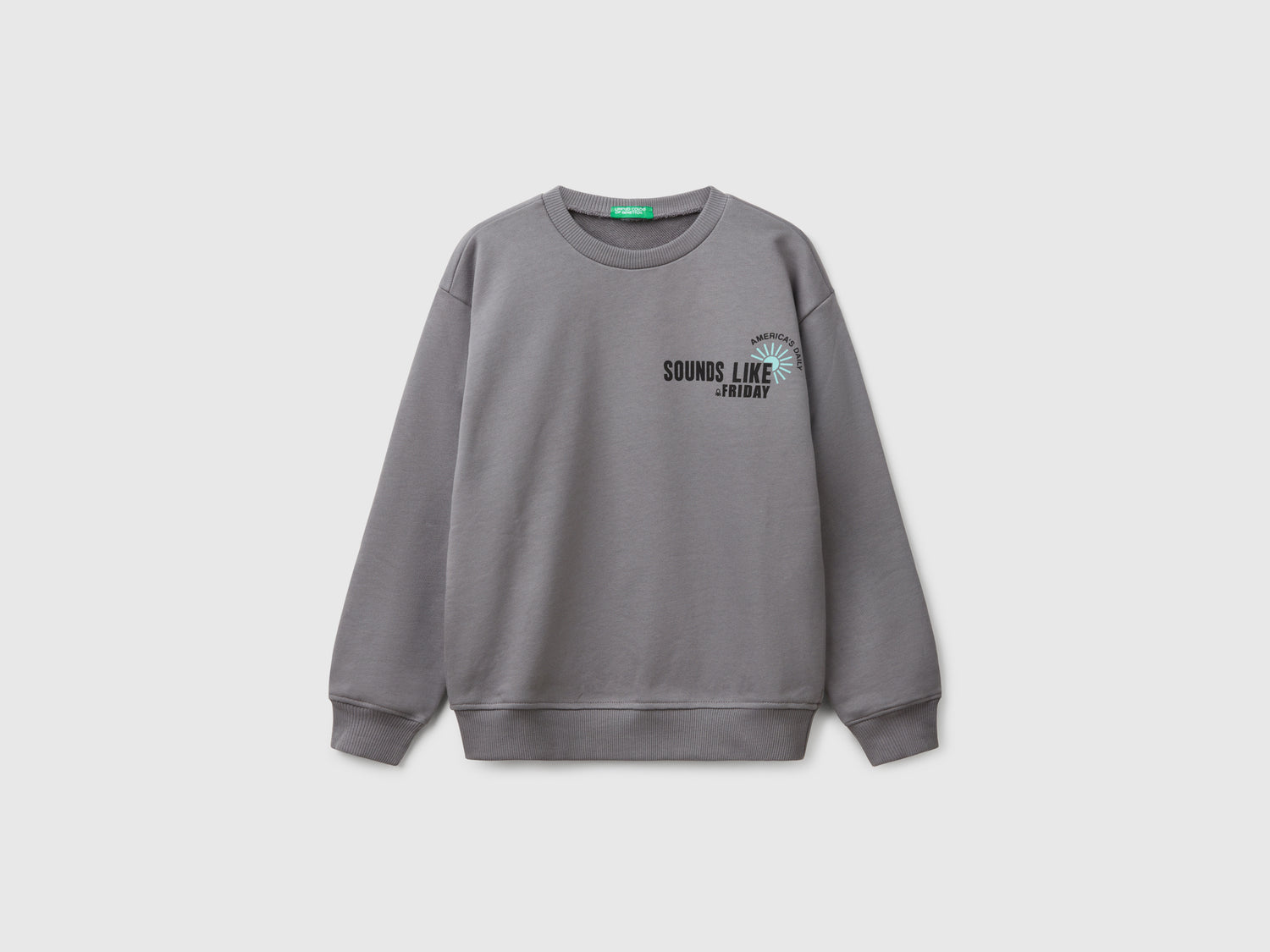 Felpa 100% cotone con stampa da bambino grigio scuro | Benetton Outlet