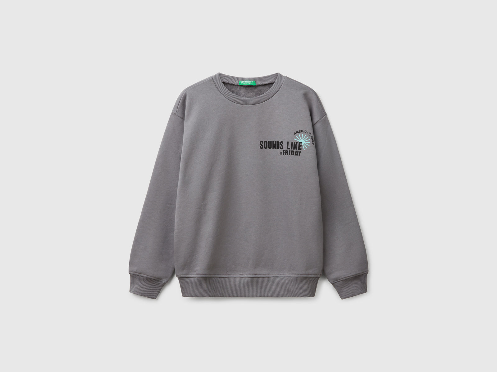 Felpa 100% cotone con stampa da bambino grigio scuro | Benetton Outlet