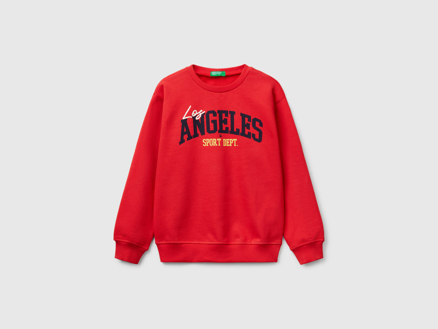 Felpa 100% cotone con stampa da bambino rosso | Benetton Outlet