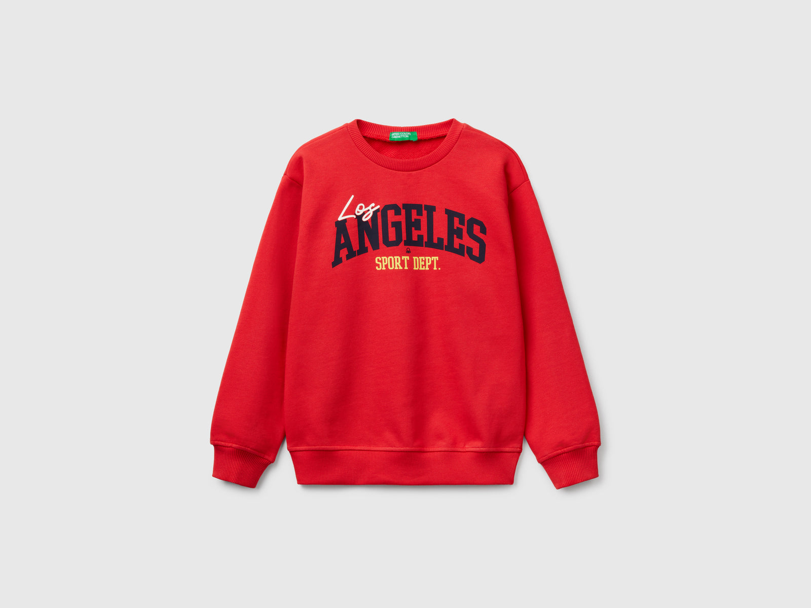 Felpa 100% cotone con stampa da bambino rosso | Benetton Outlet
