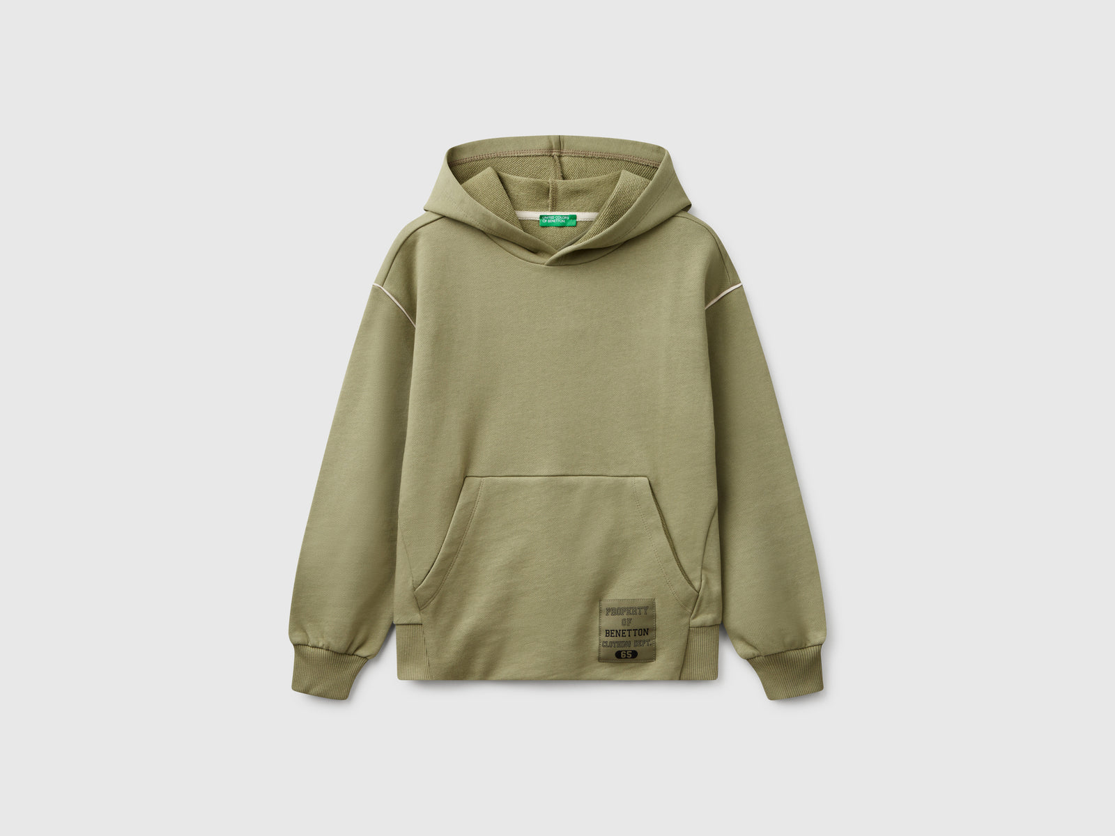 Felpa con tasca a marsupio da bambino verde oliva | Benetton Outlet