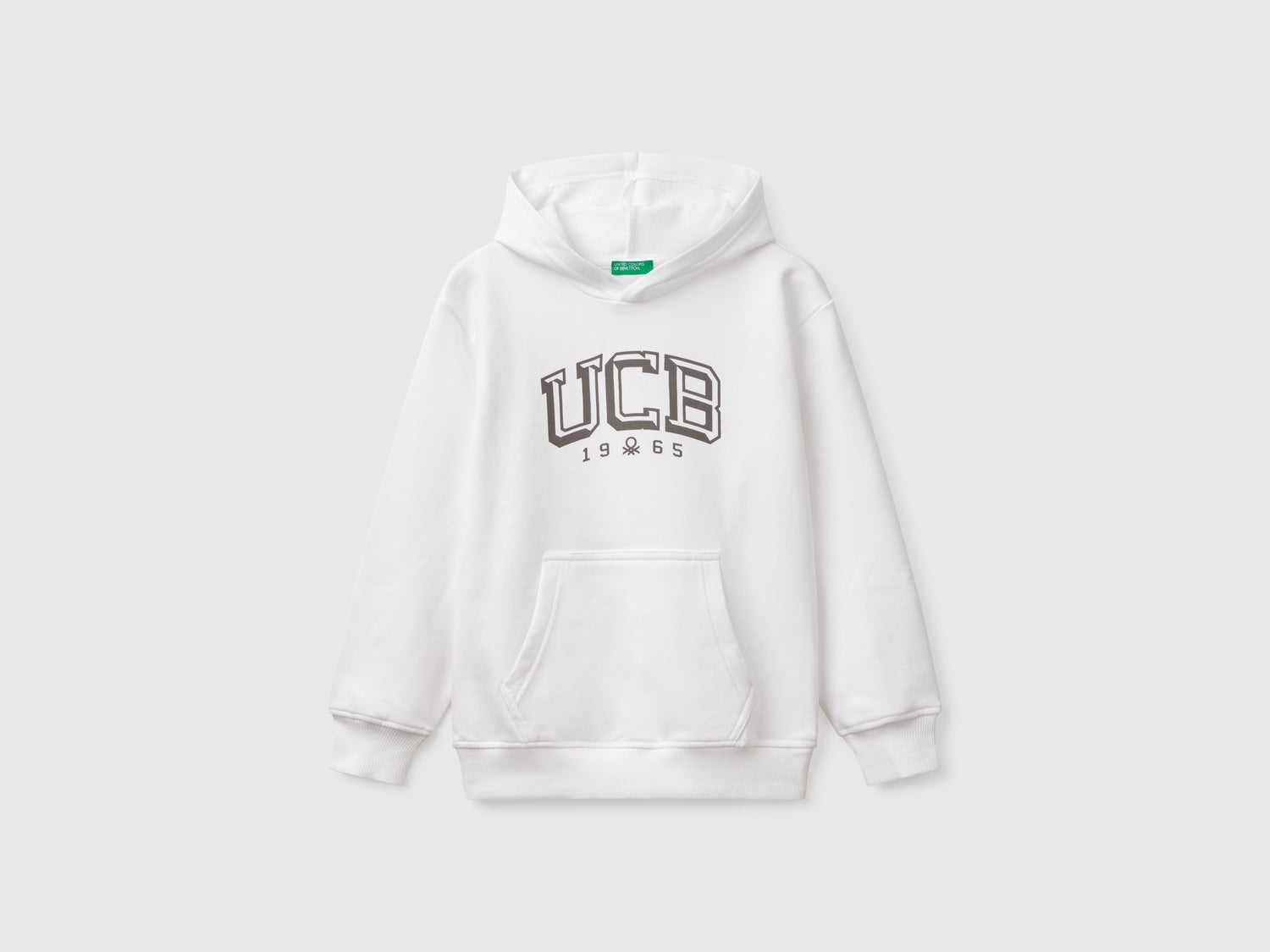 Felpa con stampa e cappuccio da bambino bianco | Benetton Outlet