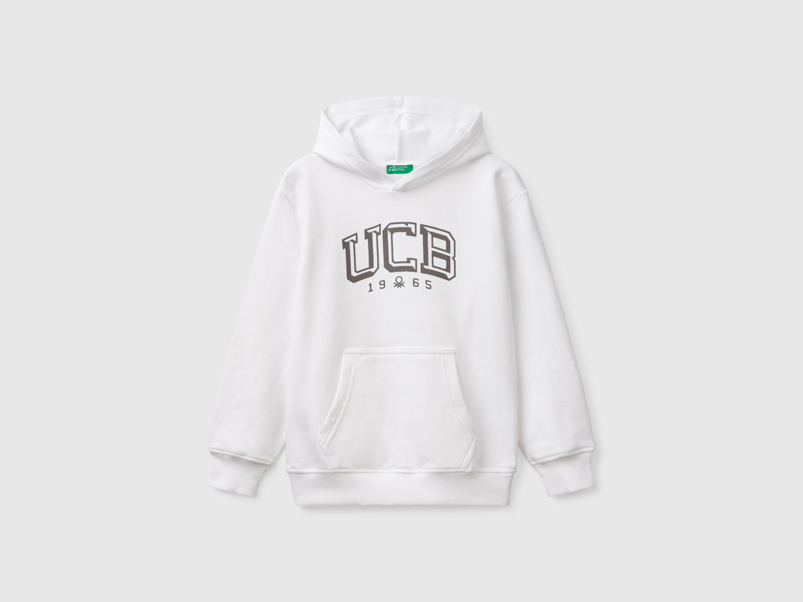 Felpa con stampa e cappuccio da bambino bianco | Benetton Outlet