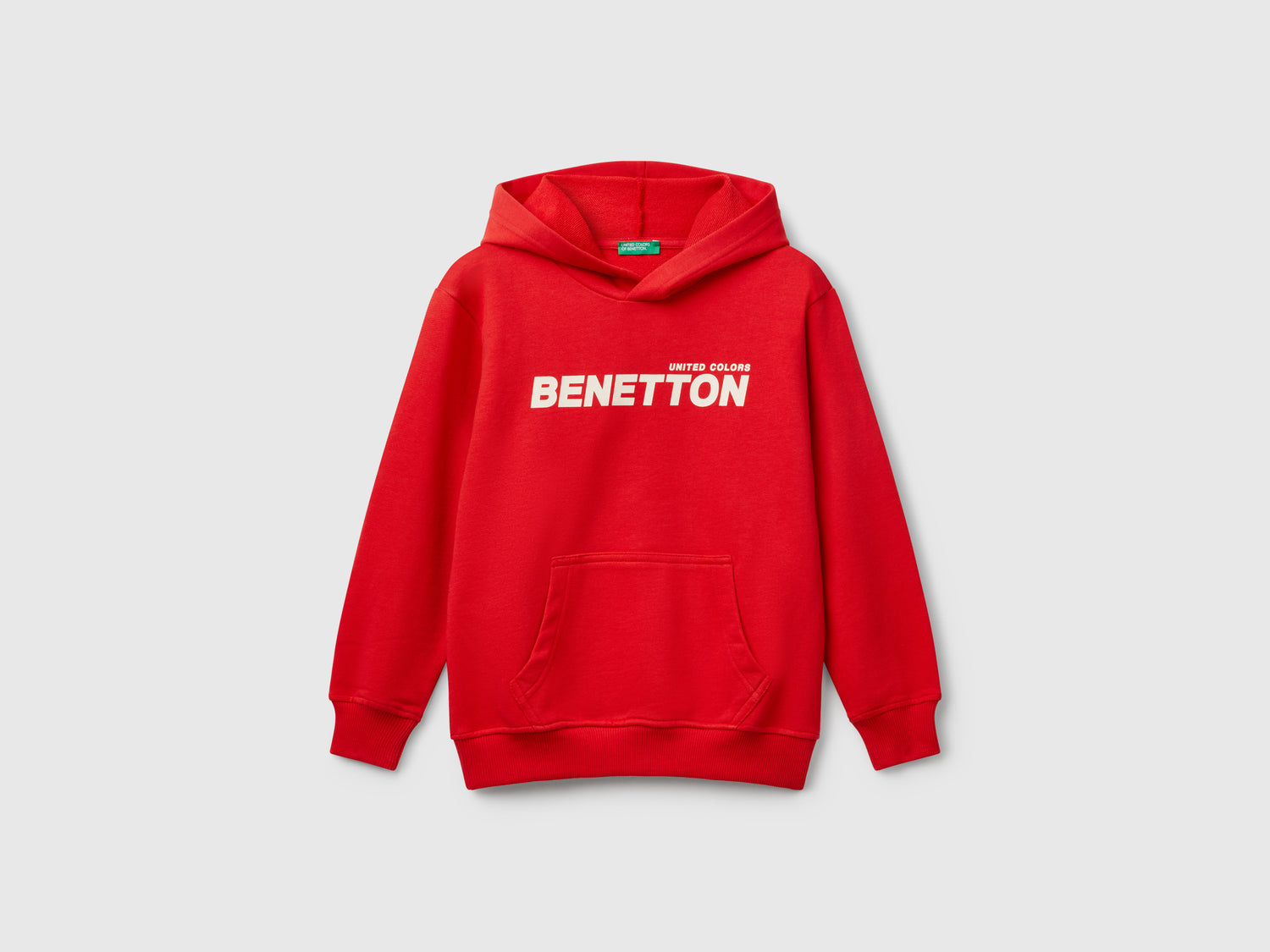 Felpa con stampa e cappuccio da bambino rosso | Benetton Outlet