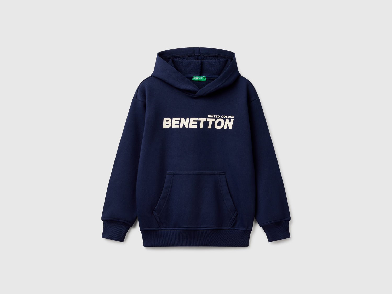 Felpa con stampa e cappuccio da bambino blu scuro | Benetton Outlet