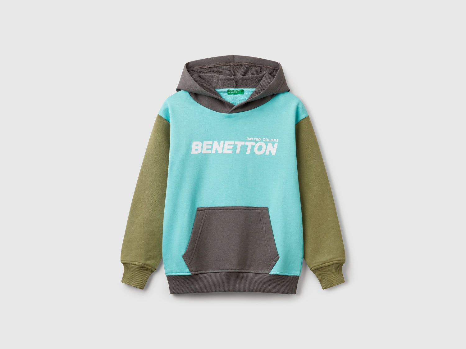 Felpa con stampa e cappuccio da bambino multi-color | Benetton Outlet