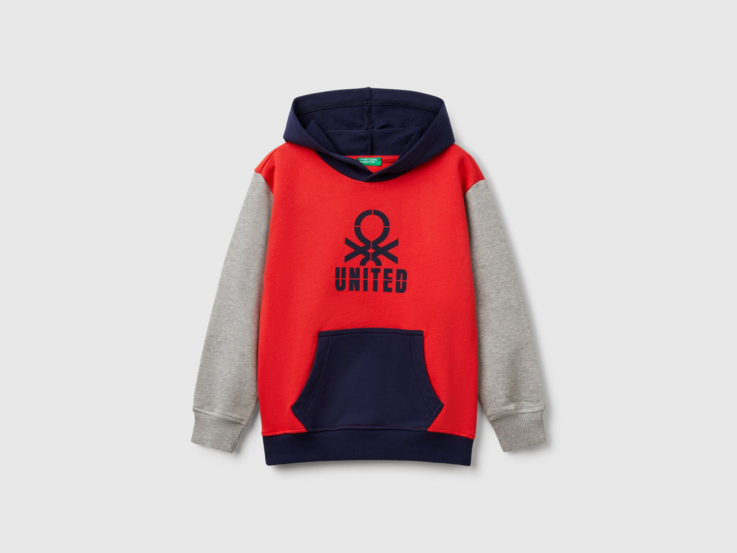 Felpa con stampa e cappuccio da bambino multi-color | Benetton Outlet
