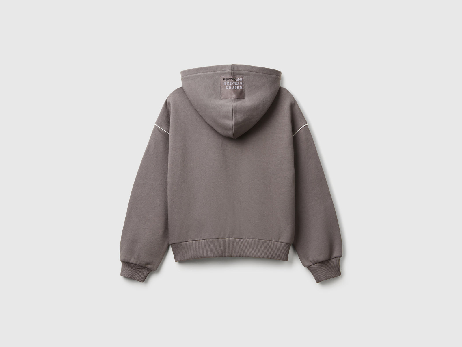 Felpa over fit con cappuccio da bambina grigio scuro 2 | Benetton Outlet