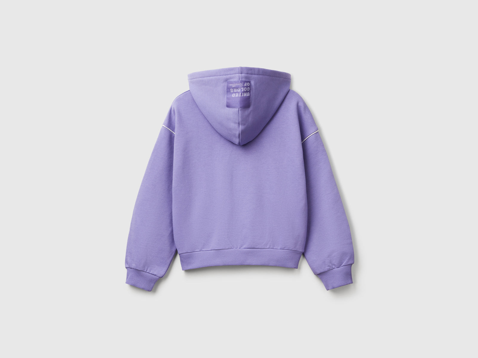 Felpa over fit con cappuccio da bambina pervinca 2 | Benetton Outlet