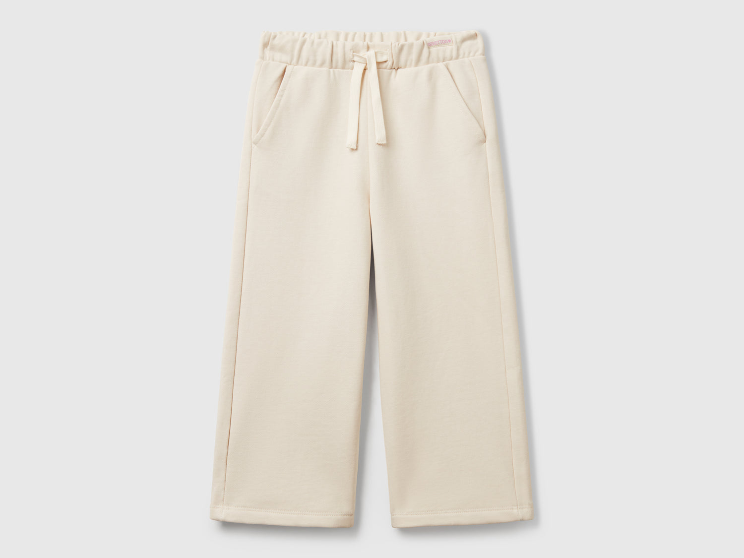 Pantaloni wide fit da bimba beige | Benetton Outlet