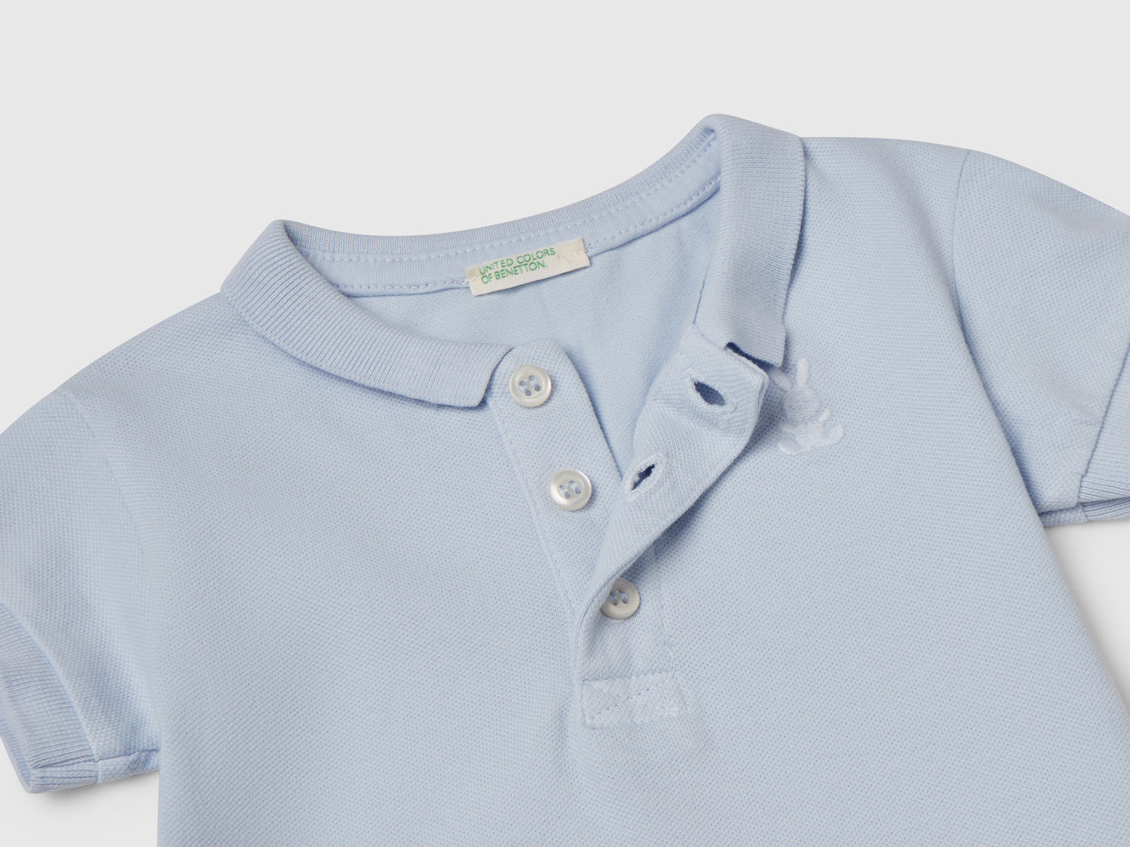 Polo a manica corta da neonato celeste 3 | Benetton Outlet