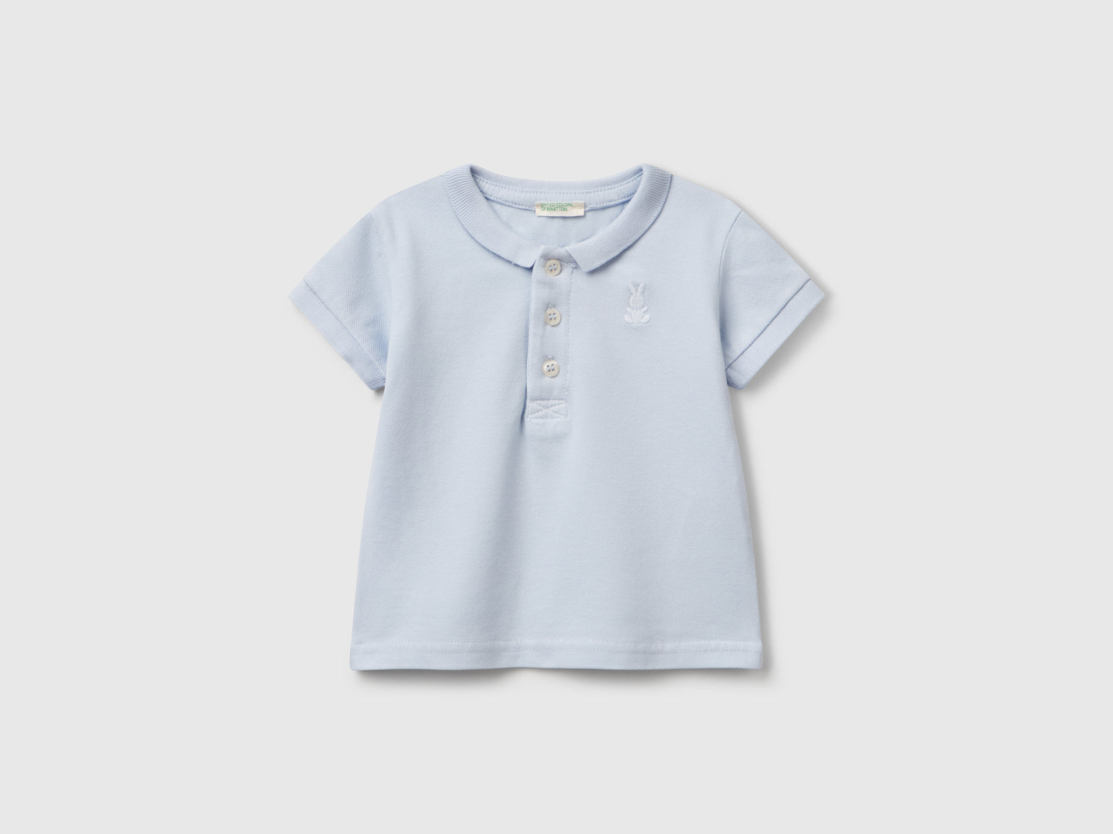 Polo a manica corta da neonato celeste | Benetton Outlet