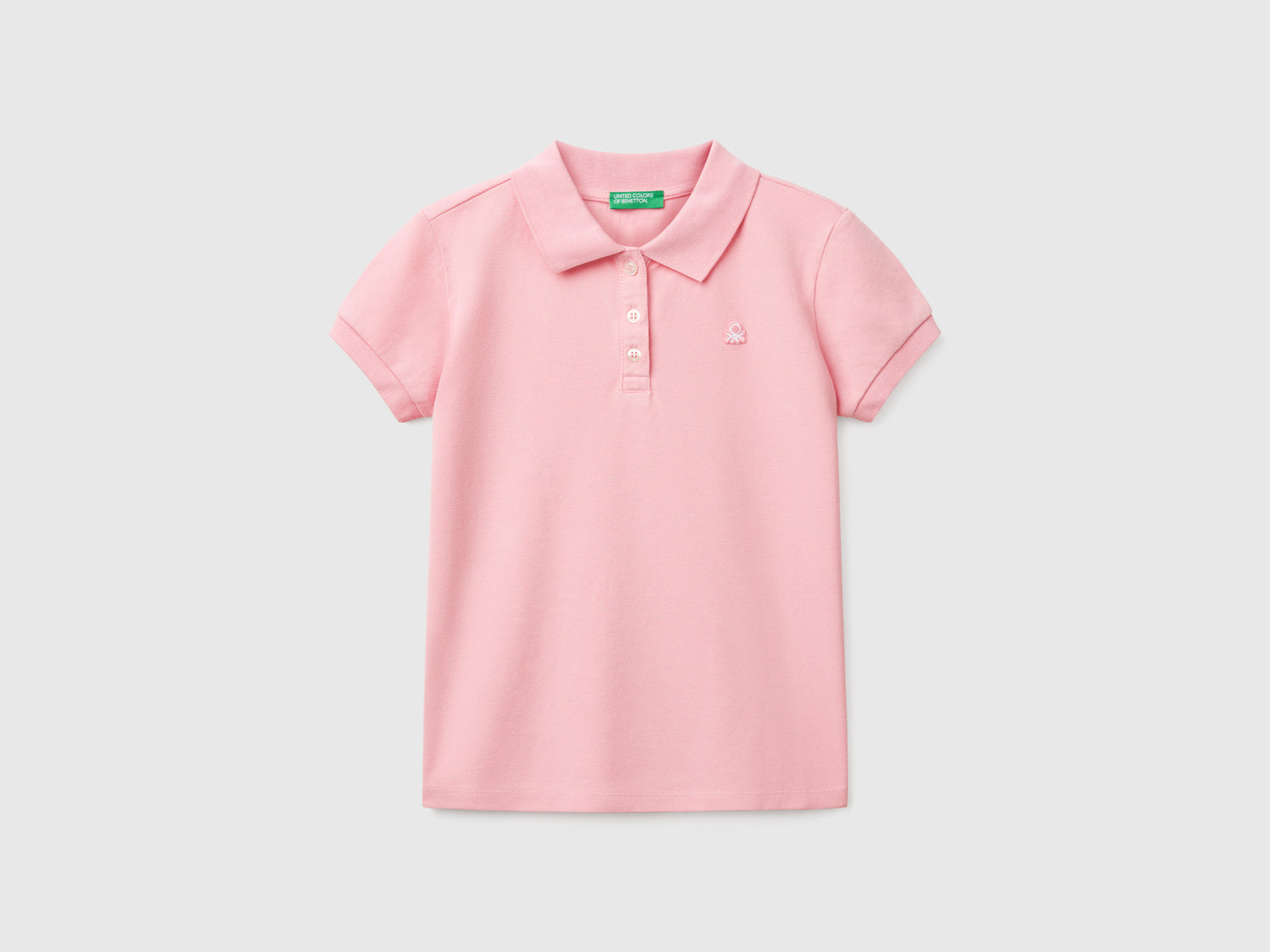 Polo manica corta in cotone da bambina rosa | Benetton Outlet