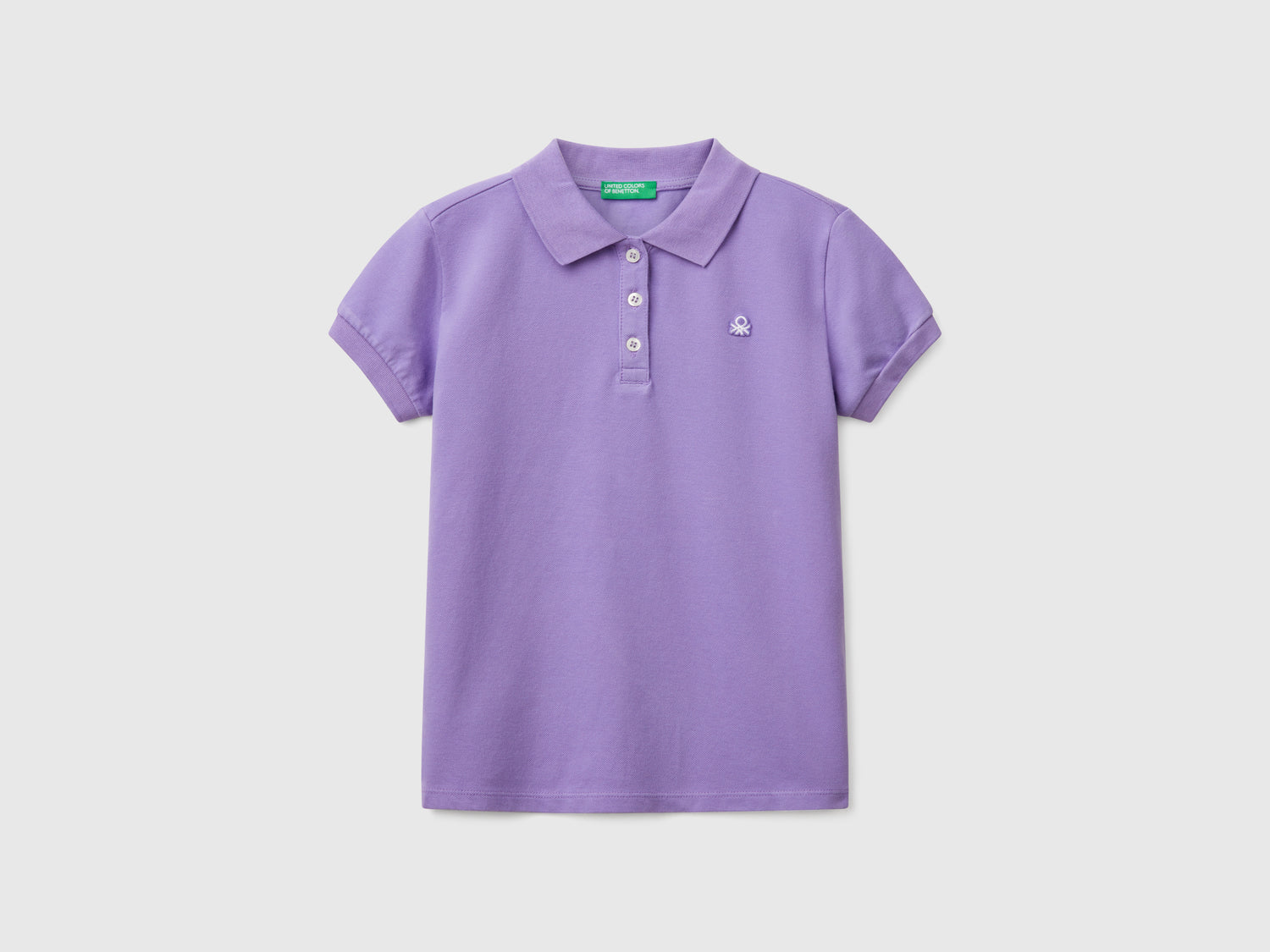 Polo manica corta in cotone da bambina pervinca | Benetton Outlet