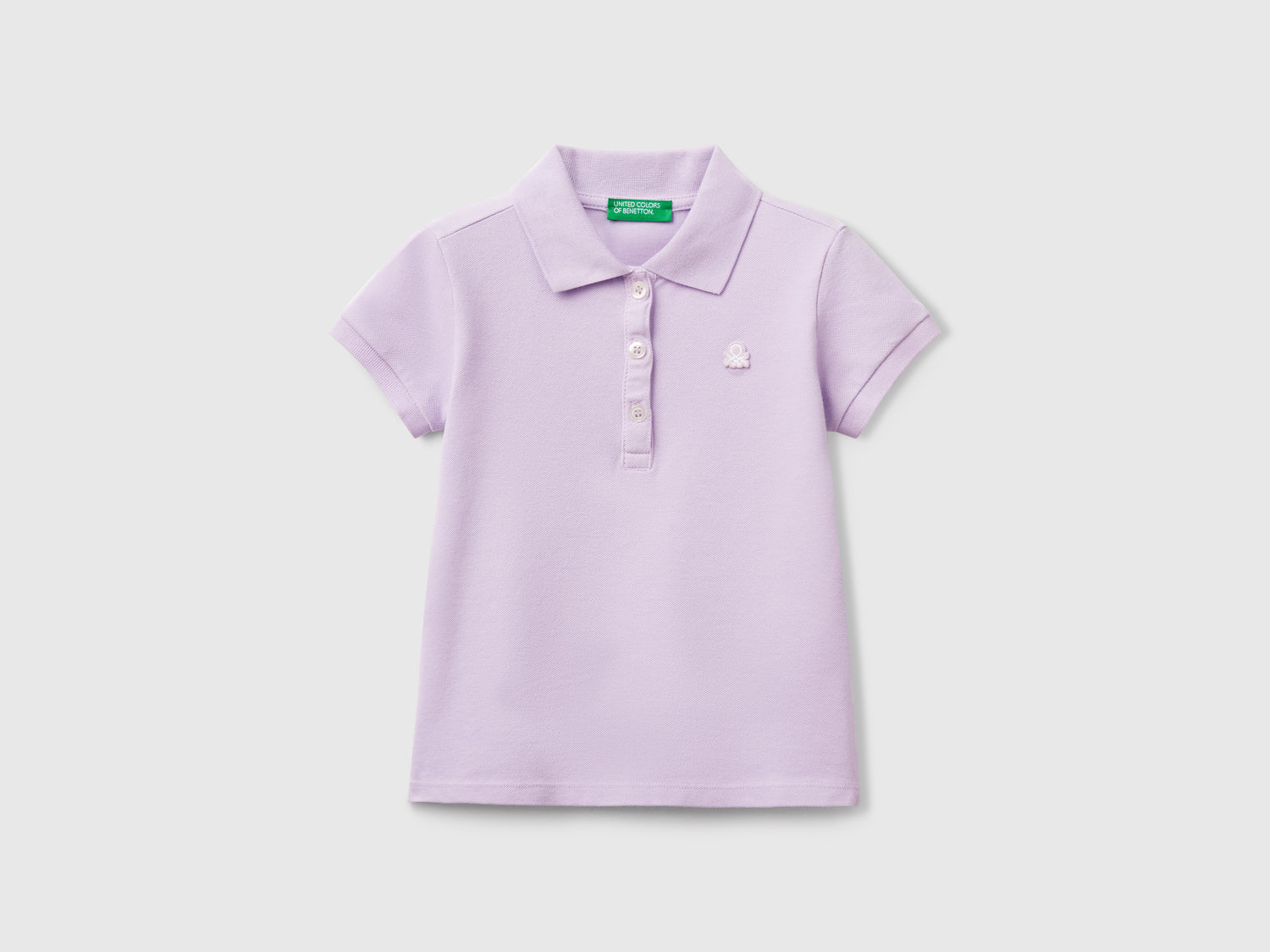 Polo manica corta in cotone da bimba lilla | Benetton Outlet