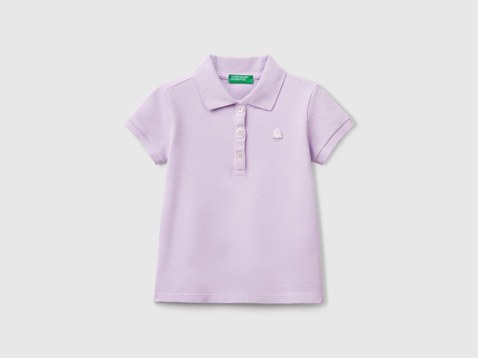 Polo manica corta in cotone da bimba lilla | Benetton Outlet