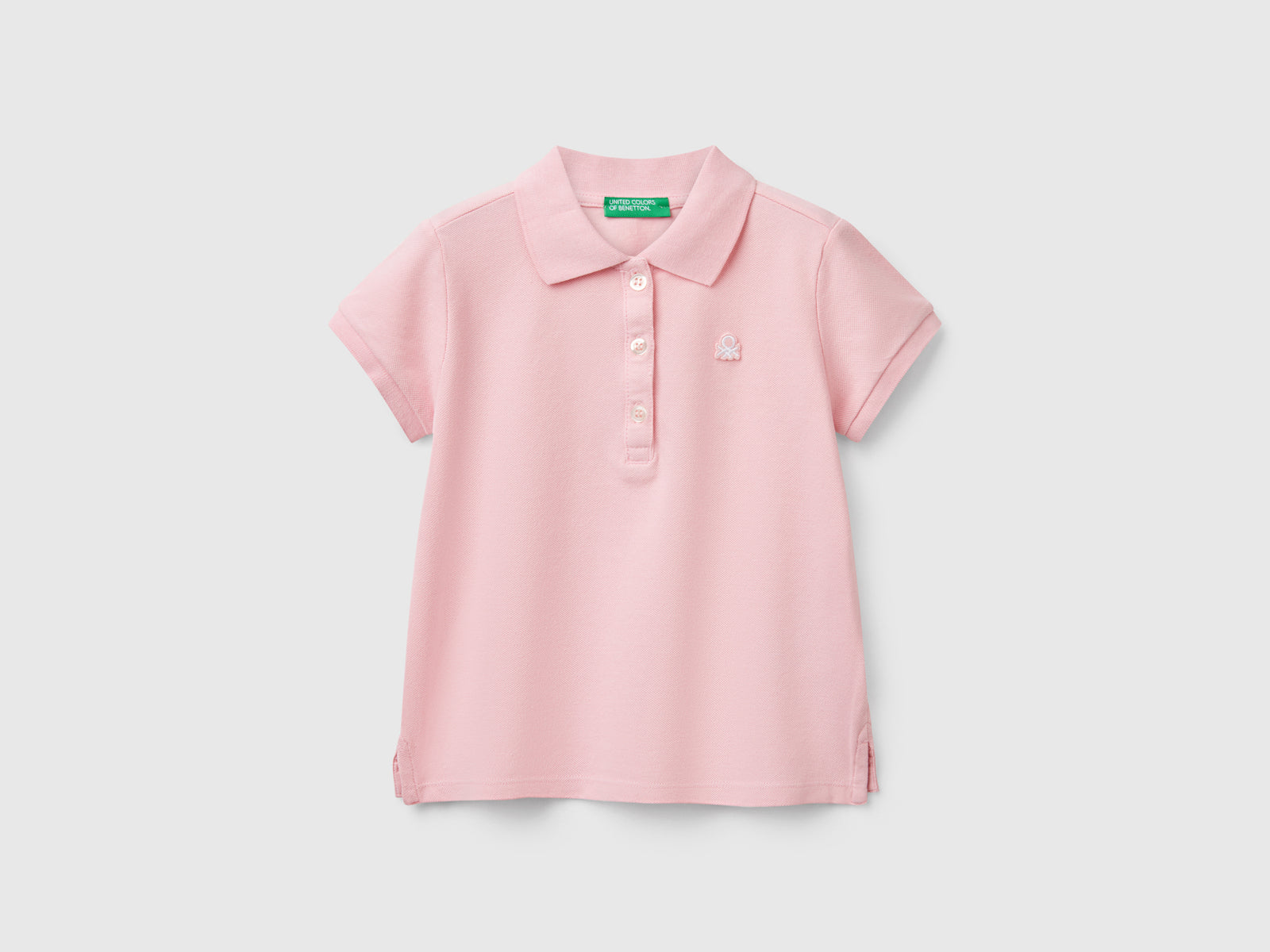 Polo manica corta in cotone da bimba rosa | Benetton Outlet