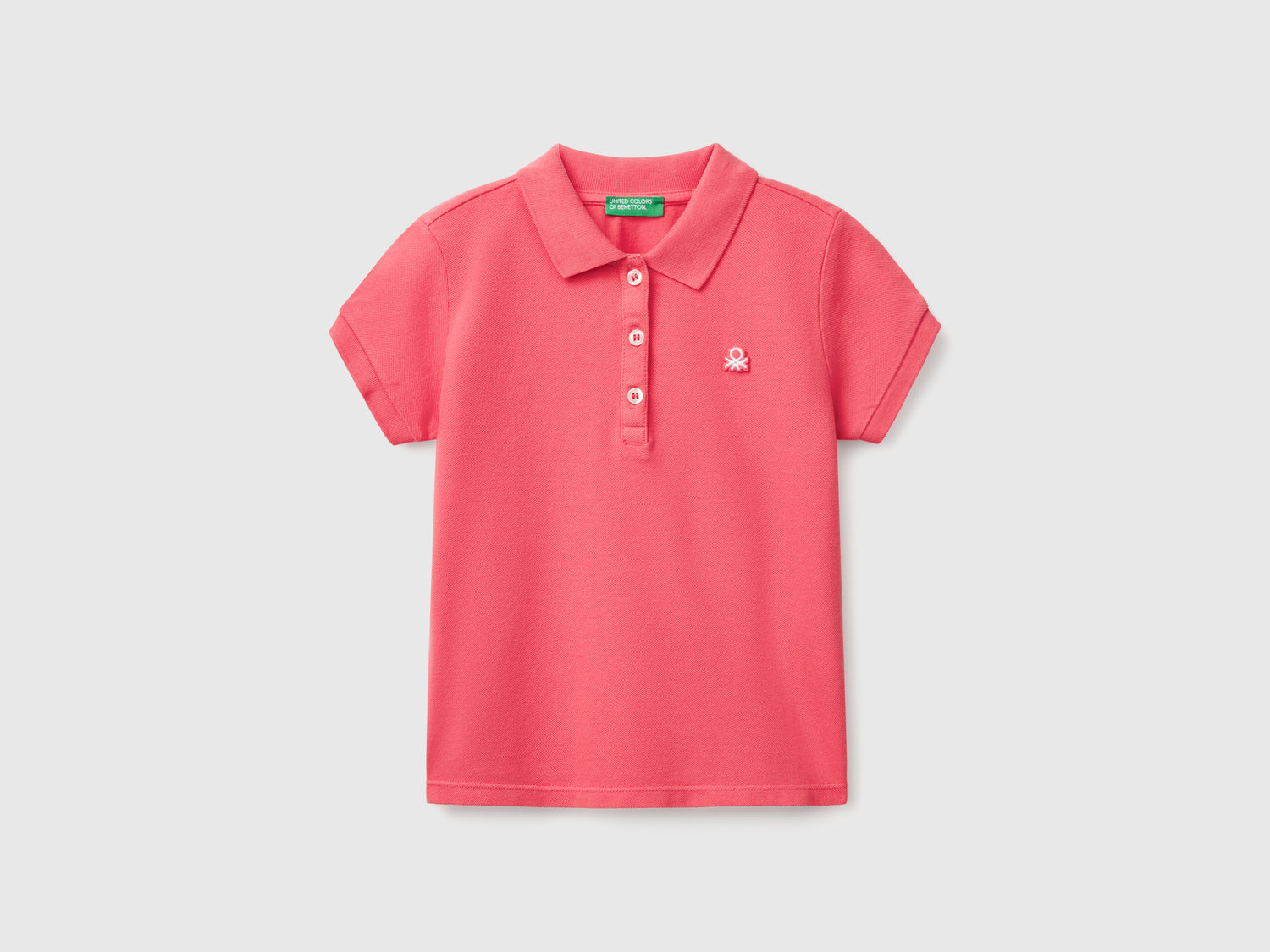 Polo manica corta in cotone da bimba ciclamino | Benetton Outlet