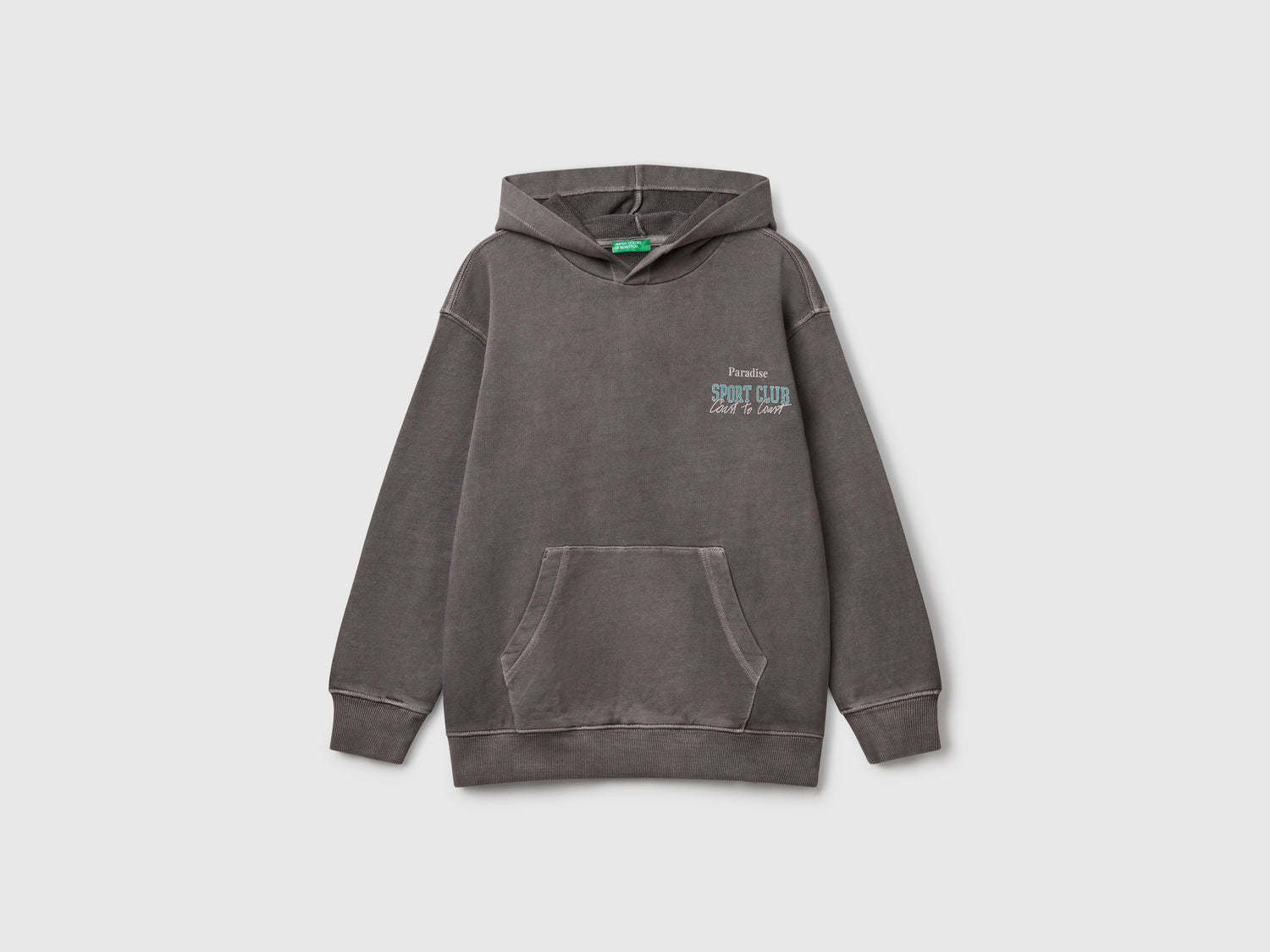 Felpa oversize con stampa da bambino grigio | Benetton Outlet