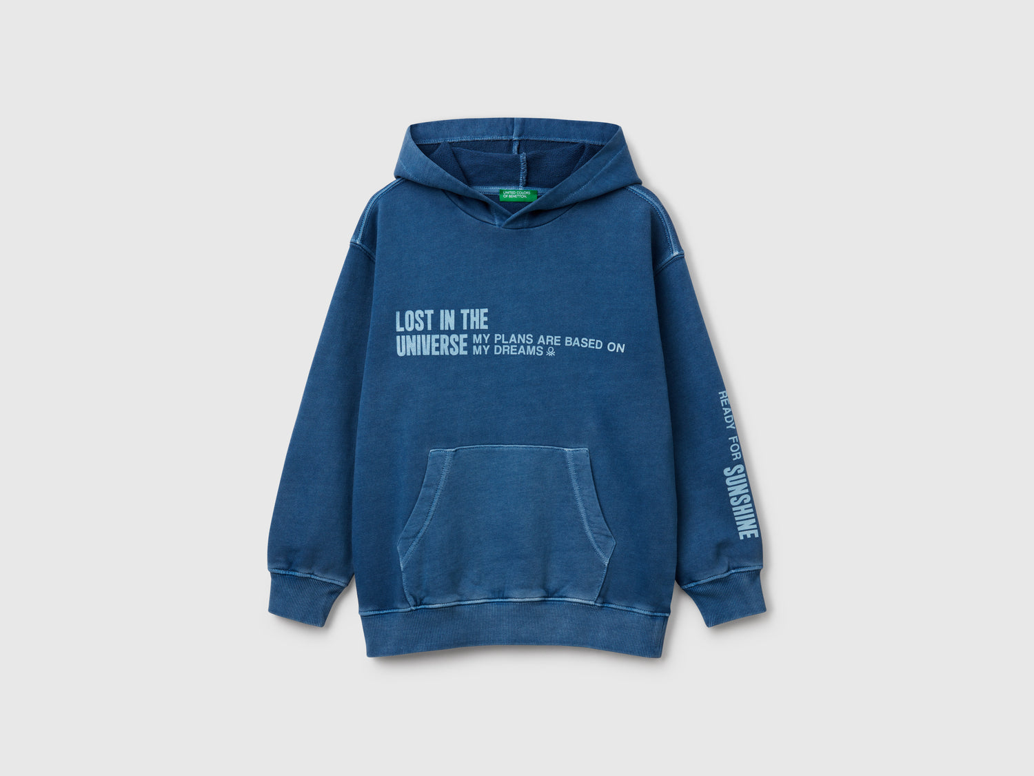 Felpa oversize con stampa da bambino blu | Benetton Outlet