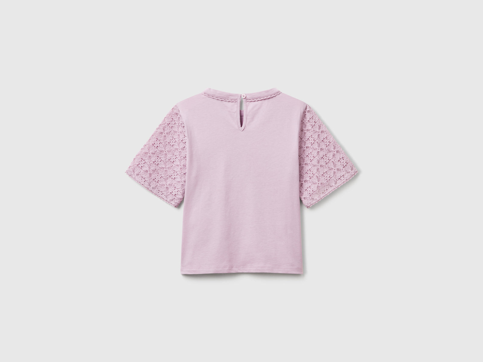Maglietta con manica in pizzo da bambina rosa 2 | Benetton Outlet