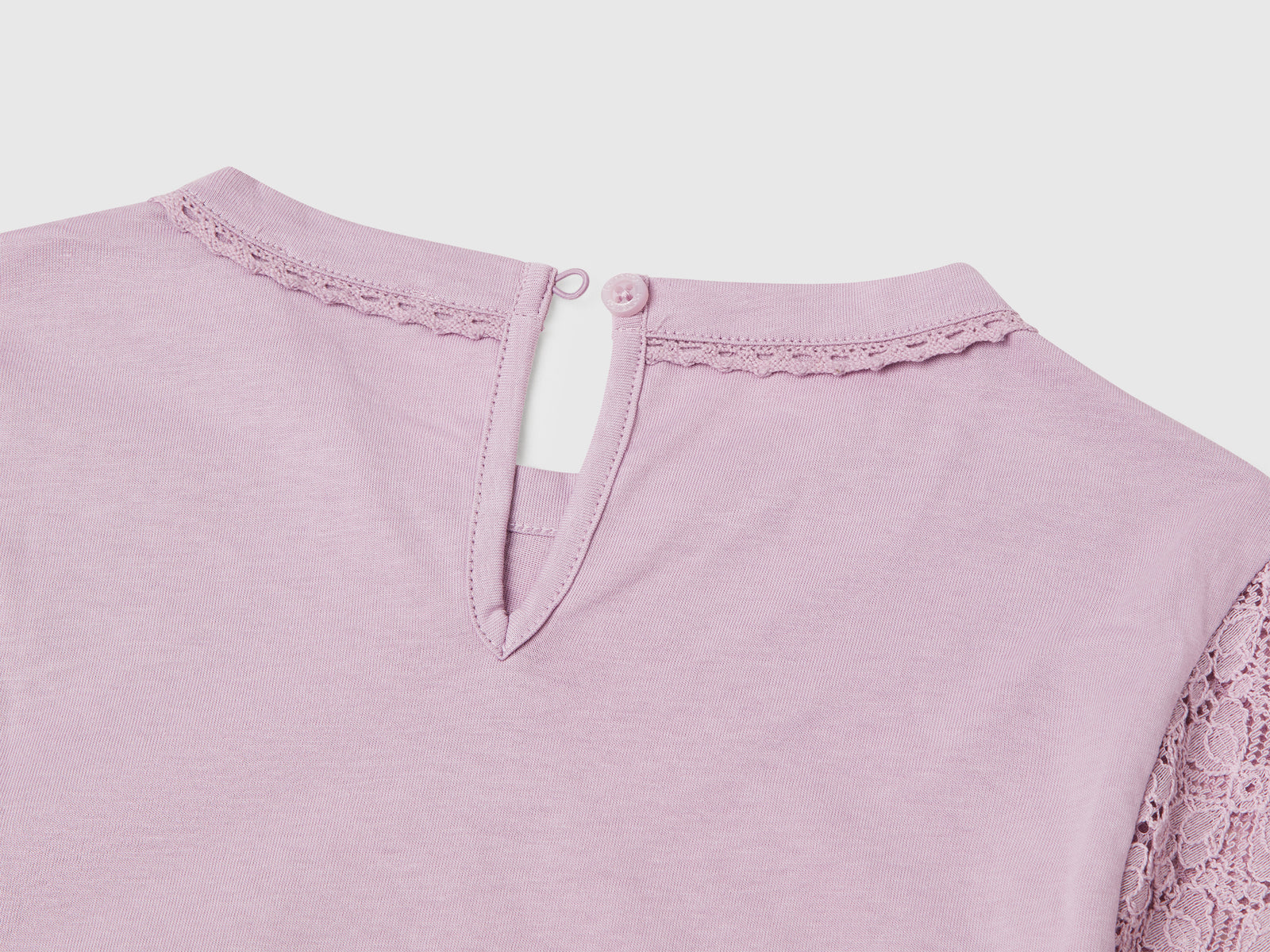 Maglietta con manica in pizzo da bambina rosa 3 | Benetton Outlet