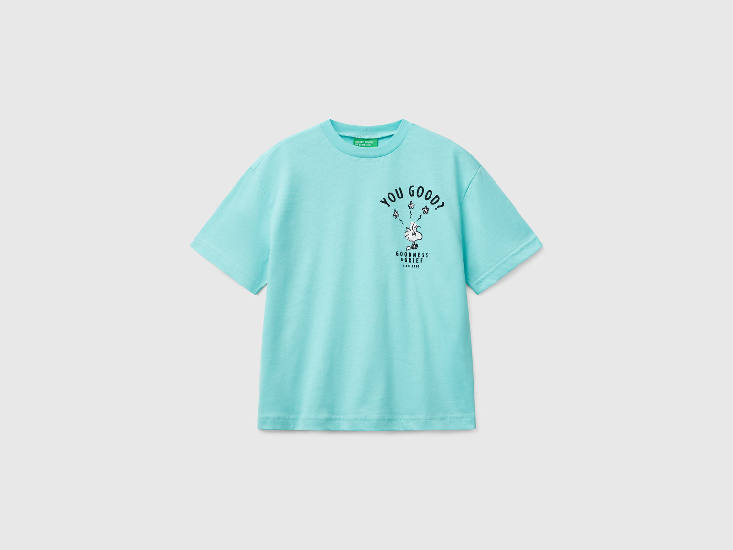 Maglietta manica corta Snoopy ©Peanuts da bambino turchese | Benetton Outlet