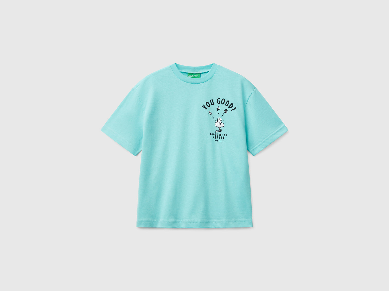 Maglietta manica corta Snoopy ©Peanuts da bambino turchese | Benetton Outlet