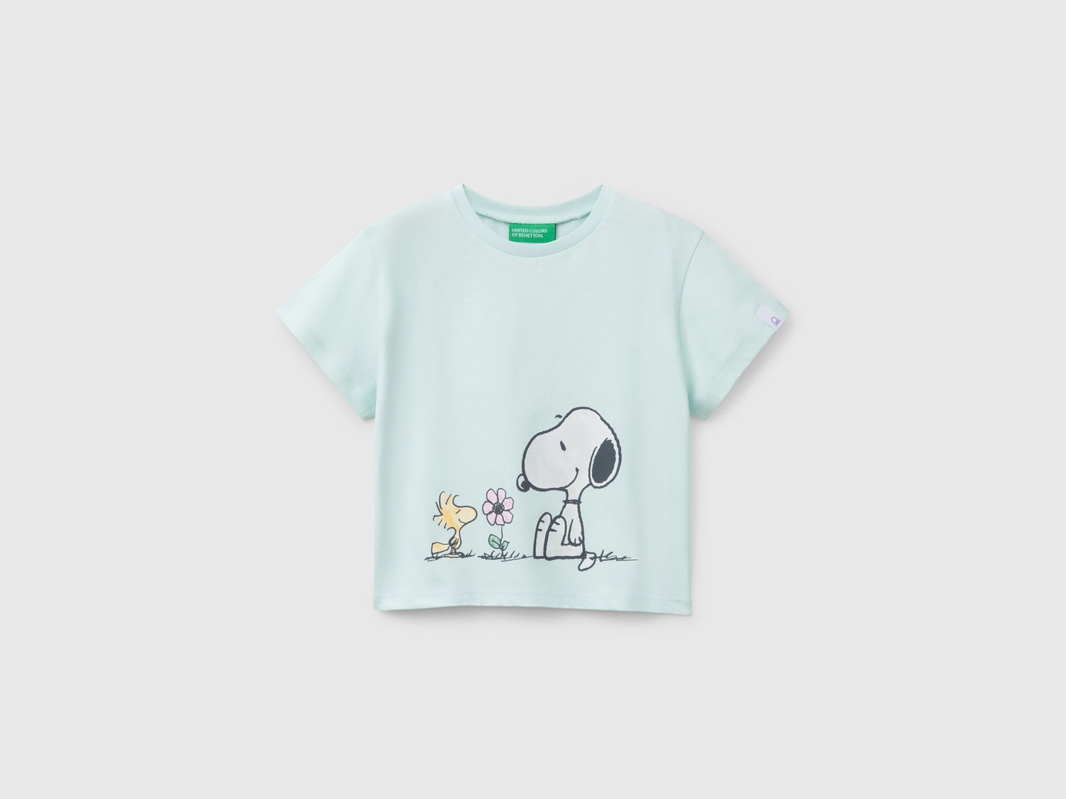 T-shirt girocollo Snoopy ©Peanuts da bimba verde acqua | Benetton Outlet