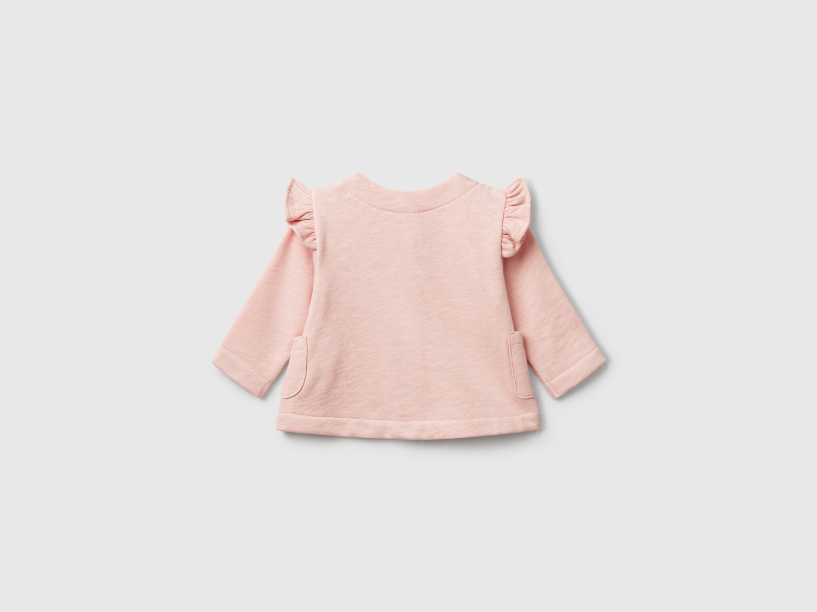 Felpa in spugna con rouches da neonato rosa tenue 2 | Benetton Outlet