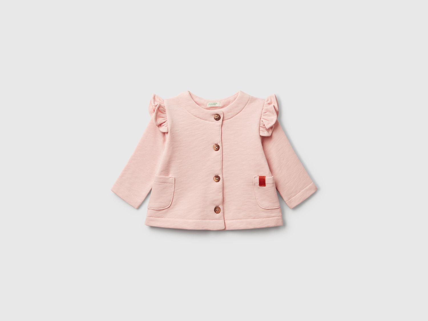 Felpa in spugna con rouches da neonato rosa tenue | Benetton Outlet