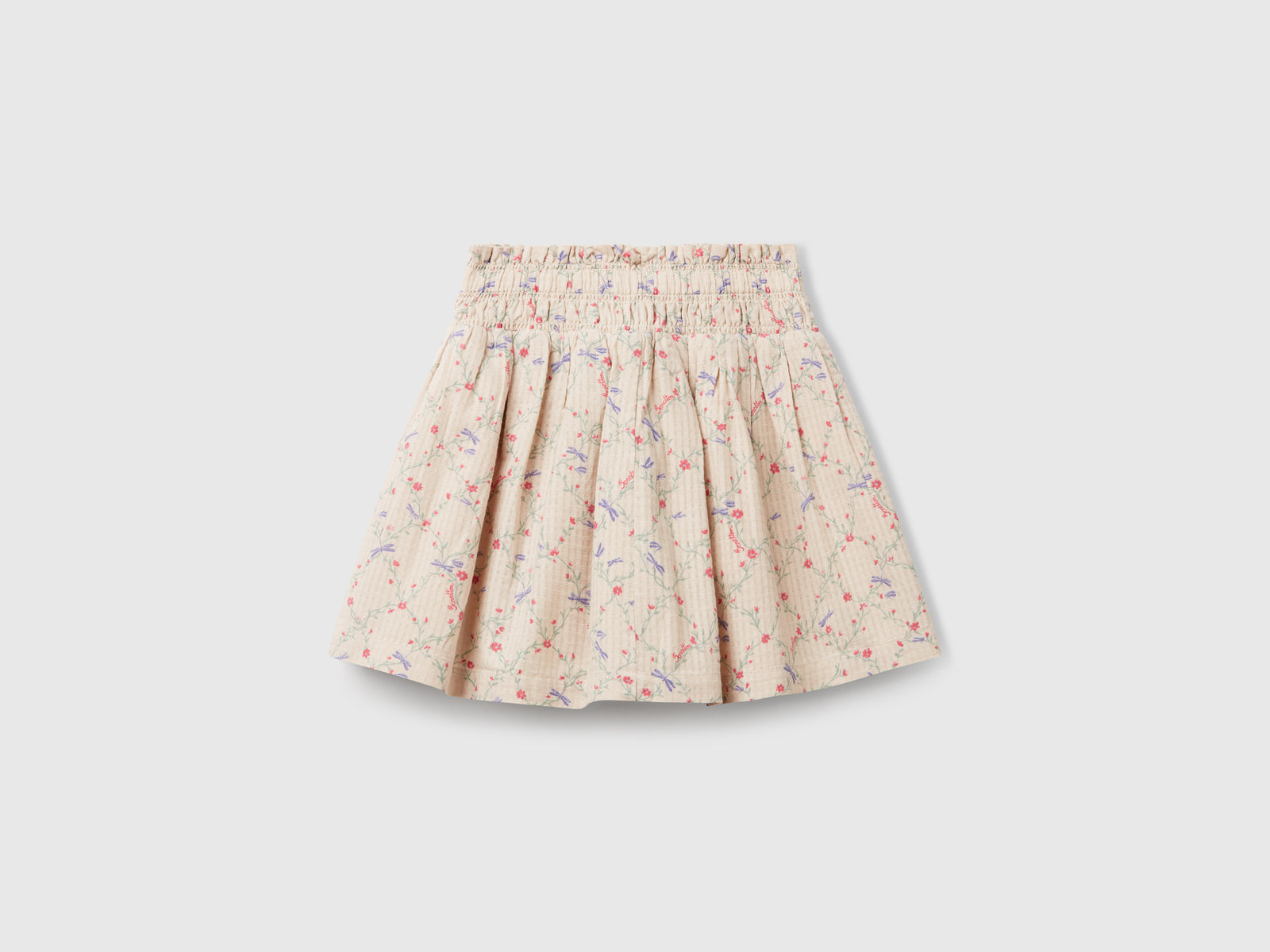 Gonna a fiori con fusciacca da bimba beige 2 | Benetton Outlet