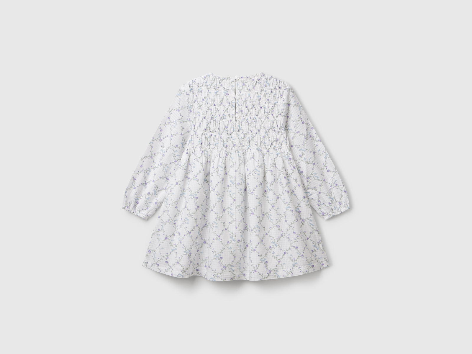 Abito a fiori in cotone da bimba bianco 2 | Benetton Outlet