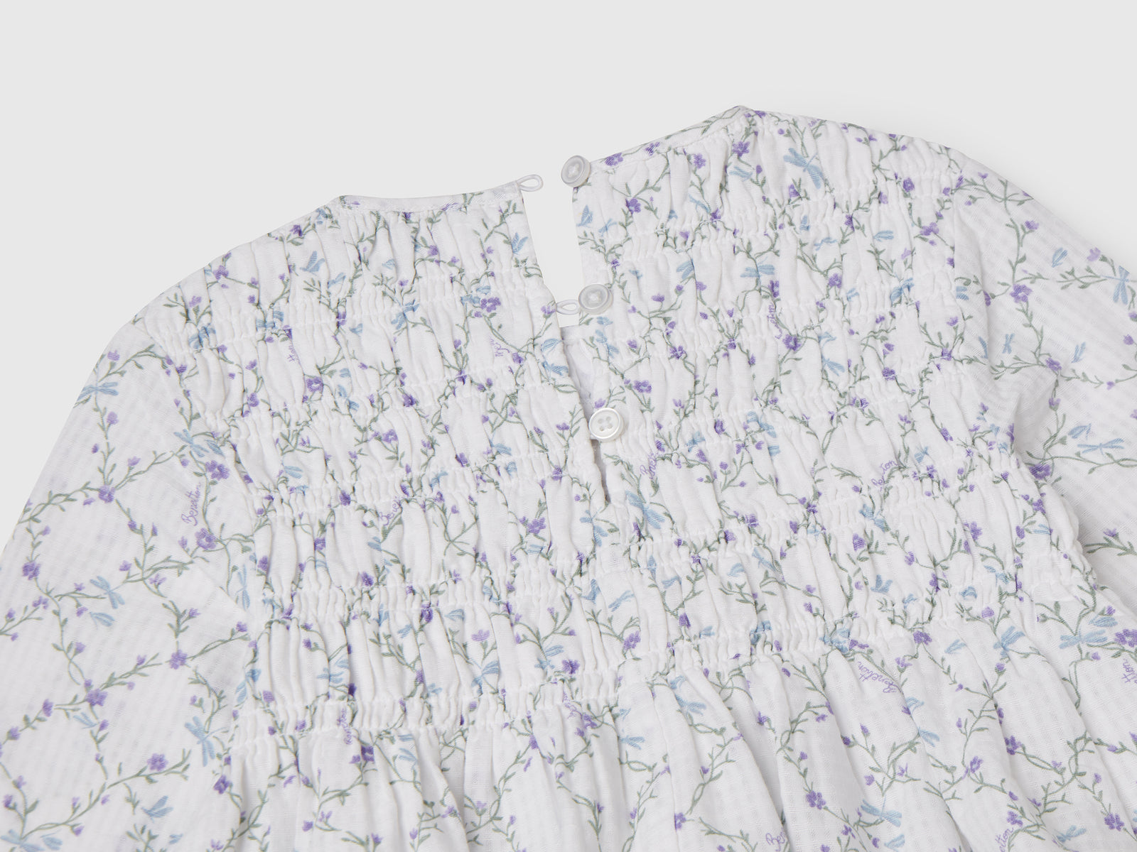 Abito a fiori in cotone da bimba bianco 3 | Benetton Outlet