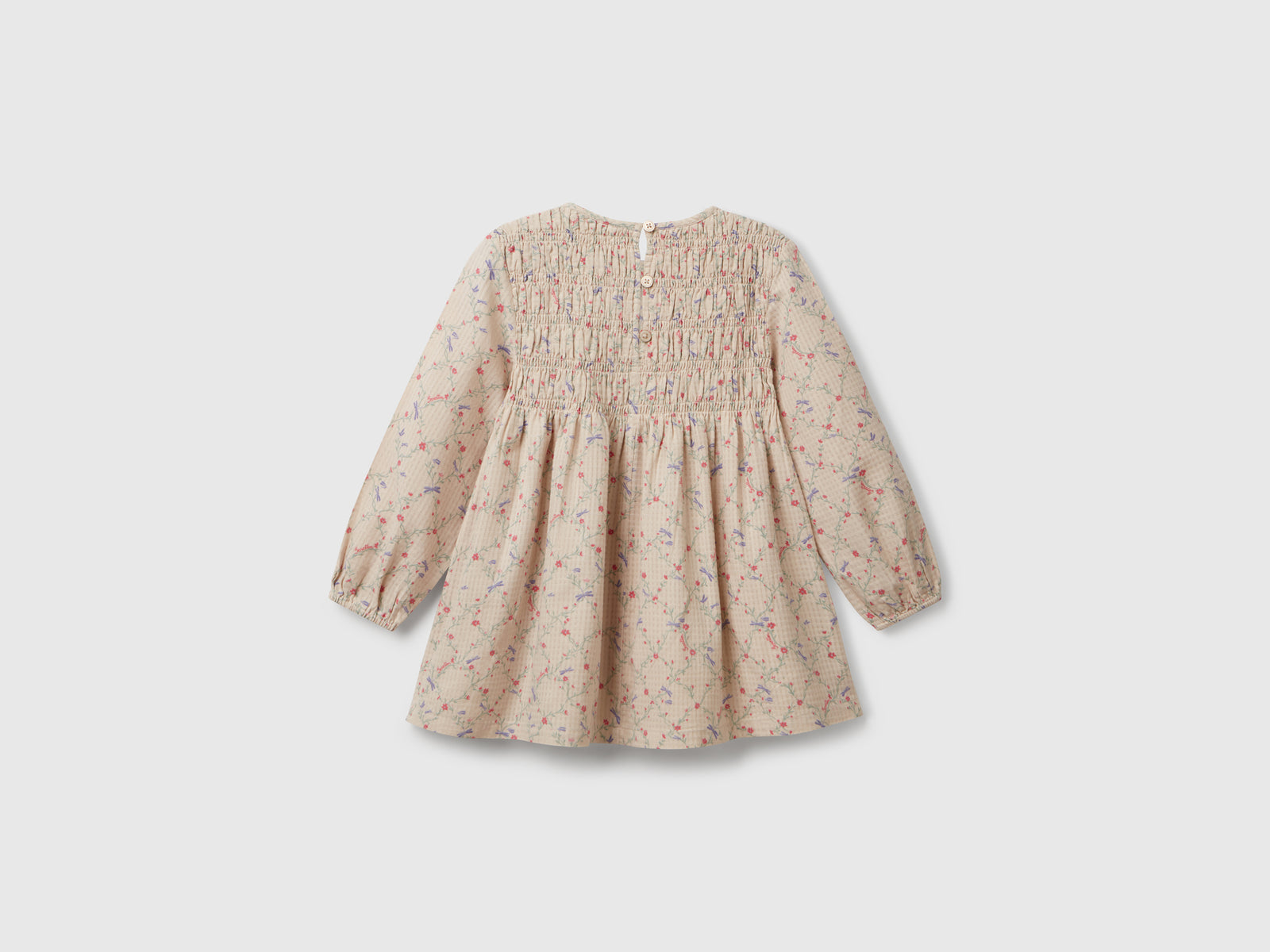Abito a fiori in cotone da bimba beige 2 | Benetton Outlet