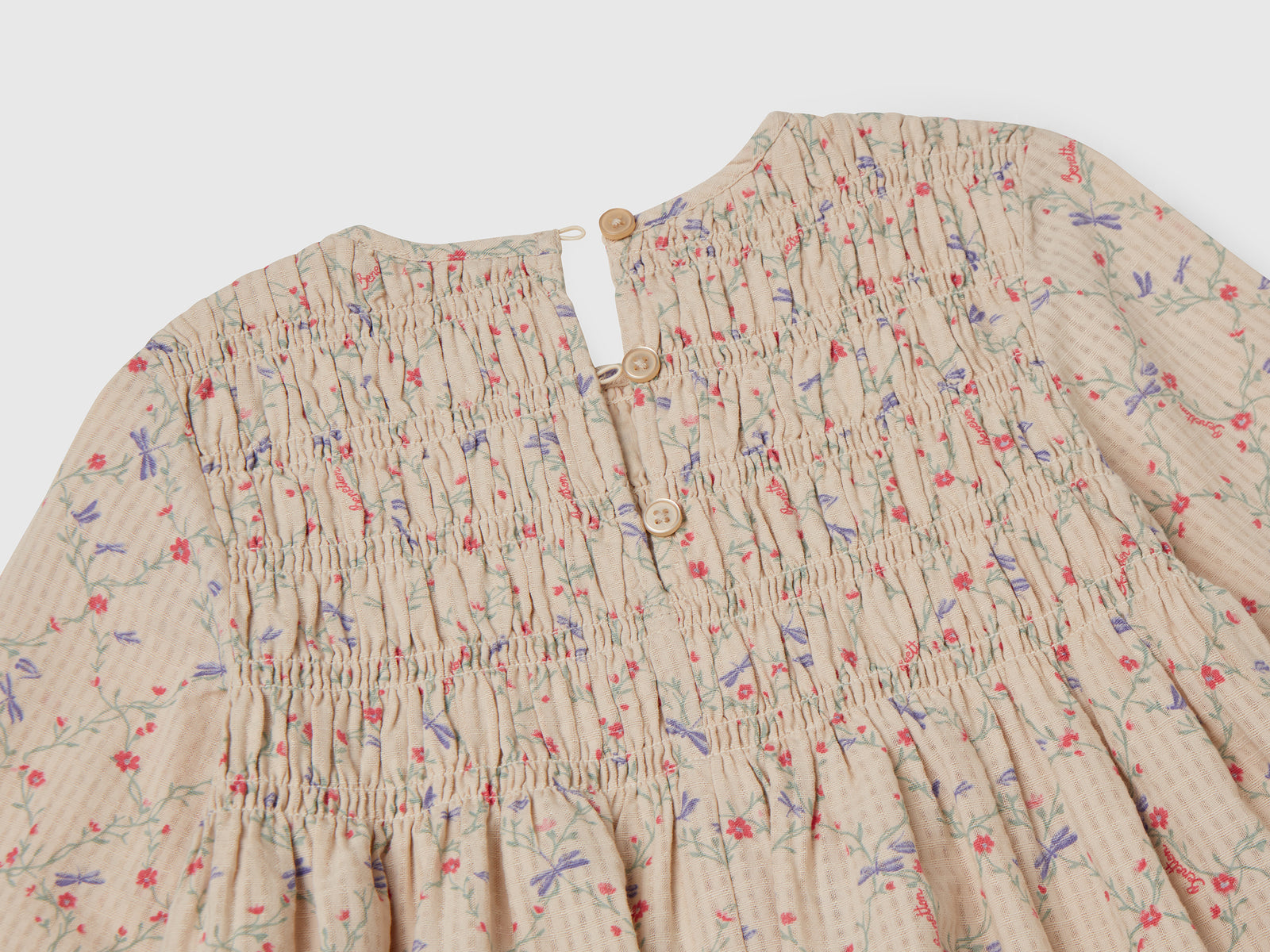 Abito a fiori in cotone da bimba beige 3 | Benetton Outlet